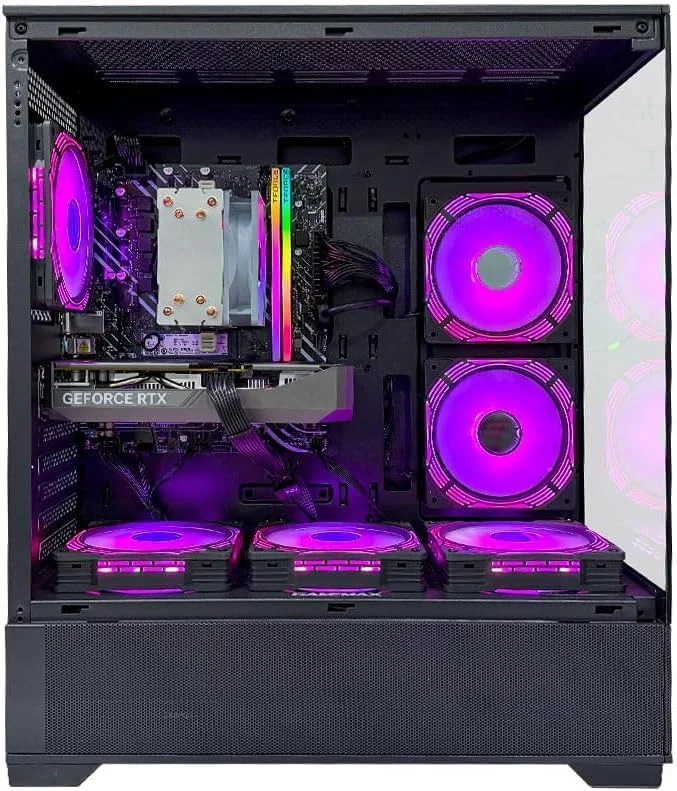 کامپیوتر گیمینگ قدرتمند - Core i5-12400F، RTX 5060 8GB، رم 16GB DDR4، SSD NVMe 1TB، مادربرد H610، خنک کننده بادی، منبع تغذیه 500W، WiFi/BT، کامپیوتر رومیزی Windows 11 Pro (GPU: RTX 5060 8GB | PSU: 650W 80Plus)