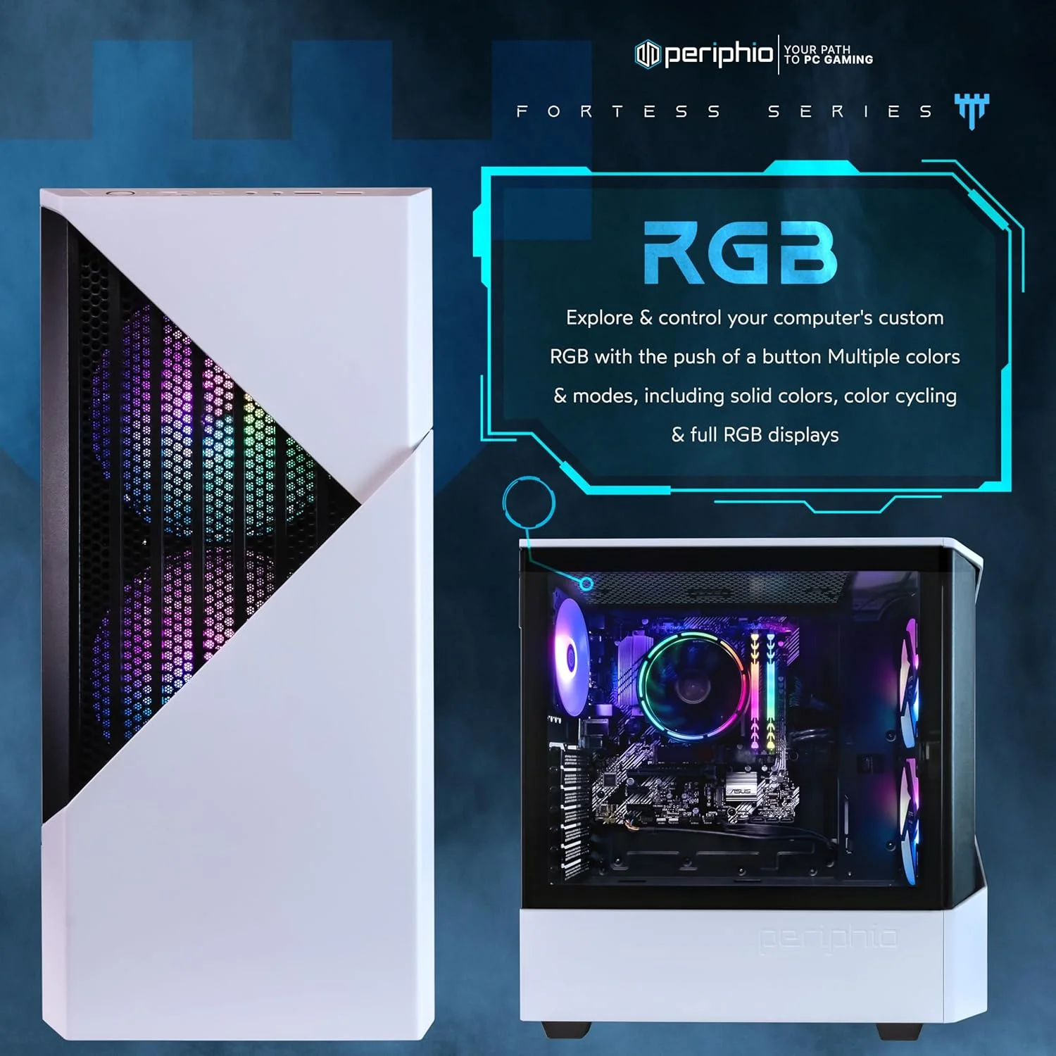 کامپیوتر گیمینگ اسمبل شده Periphio Castle - پردازنده AMD Ryzen 5 5600G (توربو 4.4 گیگاهرتز) | کارت گرافیک Radeon Vega 7 iGPU (4GB) | حافظه 1 ترابایت M.2 NVMe SSD | رم 16 گیگابایت DDR4 | کامپیوتر رومیزی گیمینگ Windows 10 | وای فای 5G + BT…