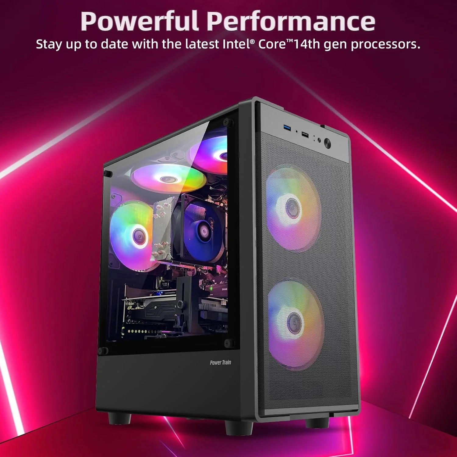 کامپیوتر رومیزی گیمینگ اسمبل شده، پردازنده Intel Core i7-7700 (3.6GHz-4.2GHz)، رم 16GB DDR4، حافظه SSD 1TB M.2 NVME، کارت گرافیک GTX1660Super 6GB GDDR6 WIFI6 HDMI، فن RGB x5، ویندوز 11 هوم