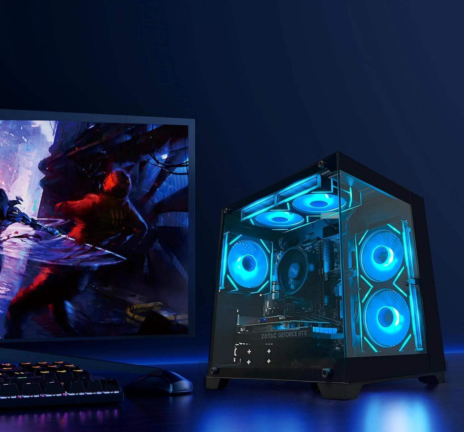 کامپیوتر رومیزی گیمینگ SKYESEV، AMD Ryzen 5 5600، RTX3050 6GB، رم 32 گیگابایتی و 1 ترابایت M.2 NVMe PCle4.0، فن ARGB، WiFi6+BT5.2، کنسول طراحی بازی، Sea View Room، کیس اسمبل شده گیمینگ