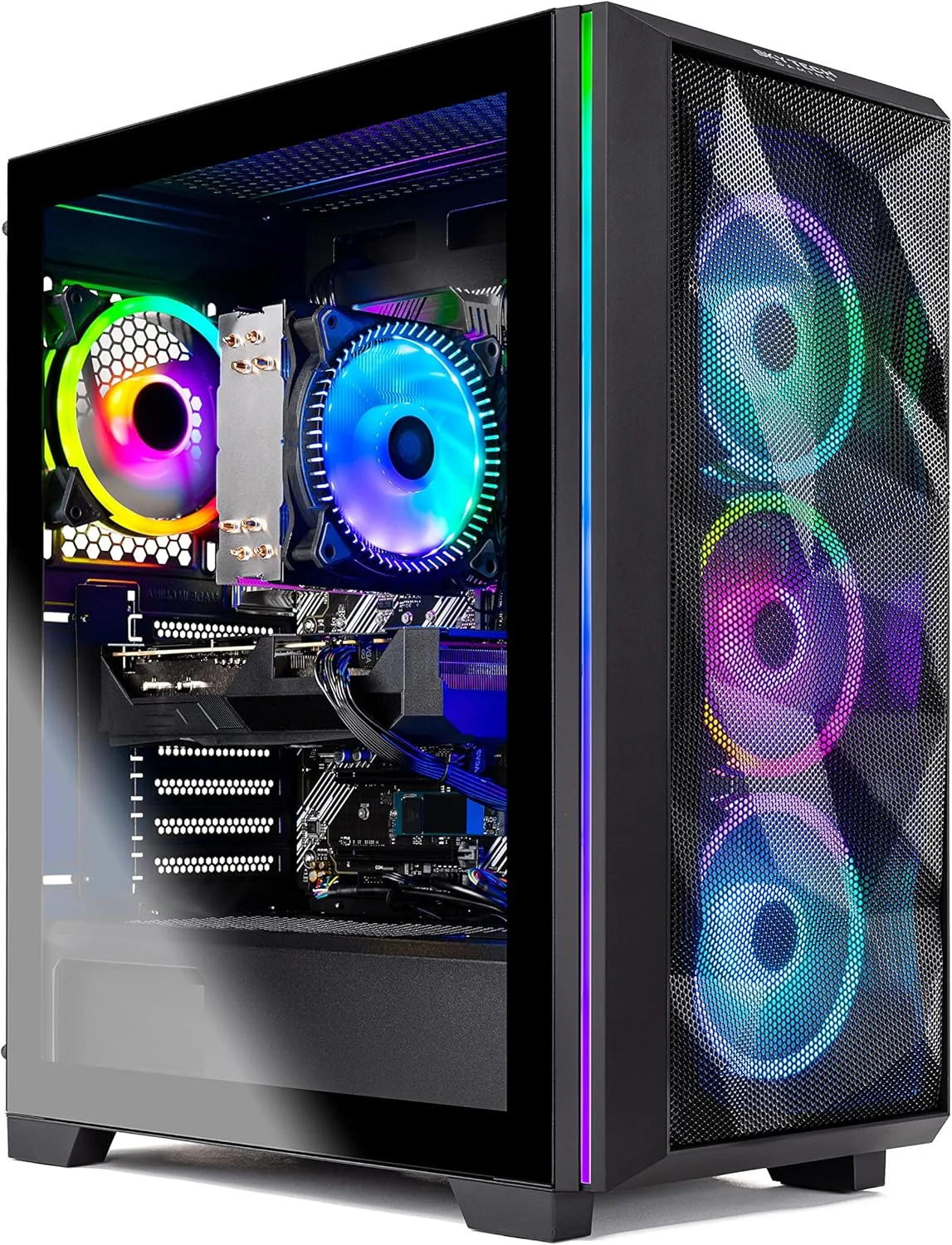 کامپیوتر رومیزی گیمینگ Skytech Chronos – پردازنده Intel Core i5 12400F 2.5 GHz، کارت گرافیک Intel Arc A750، حافظه SSD NVME Gen4 با ظرفیت 1 ترابایت، رم 16 گیگابایتی DDR4 3200، منبع تغذیه 650W Gold، وای فای 11AC، ویندوز 11 هوم 64 بیتی کامپیوتر رومیزی گیمینگ Skytech Chronos – پردازنده Intel Core i5 12400F 2.5 GHz، کارت گرافیک Intel Arc A750، حافظه SSD NVME Gen4 با ظرفیت 1 ترابایت، رم 16 گیگابایتی DDR4 3200، منبع تغذیه 650W Gold، وای فای 11AC، ویندوز 11 هوم 64 بیتی