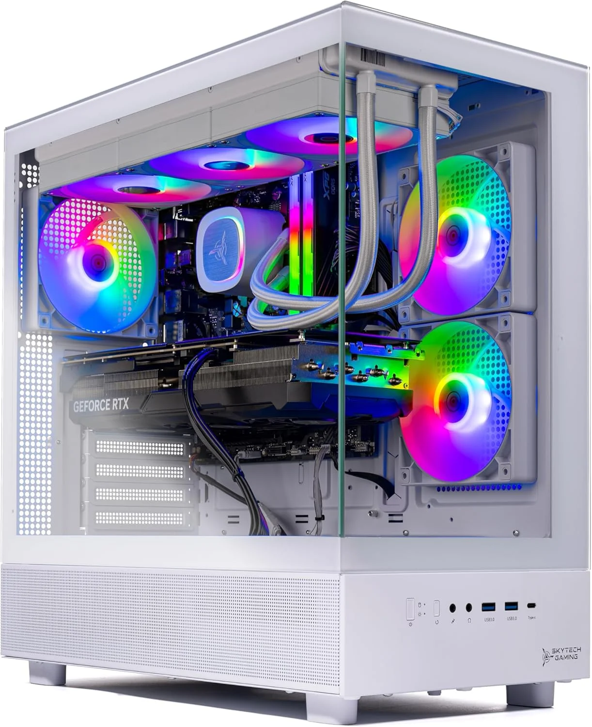 کامپیوتر گیمینگ دسکتاپ Skytech Azure، پردازنده Ryzen 7 7800X3D 4.2 گیگاهرتز (5 گیگاهرتز توربو بوست)، NVIDIA RTX 5070 12GB GDDR7، حافظه SSD 2TB Gen4 NVMe، رم 32GB DDR5 6000 RGB، منبع تغذیه 850W Gold، خنک کننده مایع 360mm ARGB AIO، Wi-Fi، ویندوز 11 کامپیوتر گیمینگ دسکتاپ Skytech Azure، پردازنده Ryzen 7 7800X3D 4.2 گیگاهرتز (5 گیگاهرتز توربو بوست)، NVIDIA RTX 5070 12GB GDDR7، حافظه SSD 2TB Gen4 NVMe، رم 32GB DDR5 6000 RGB، منبع تغذیه 850W Gold، خنک کننده مایع 360mm ARGB AIO، Wi-Fi، ویندوز 11