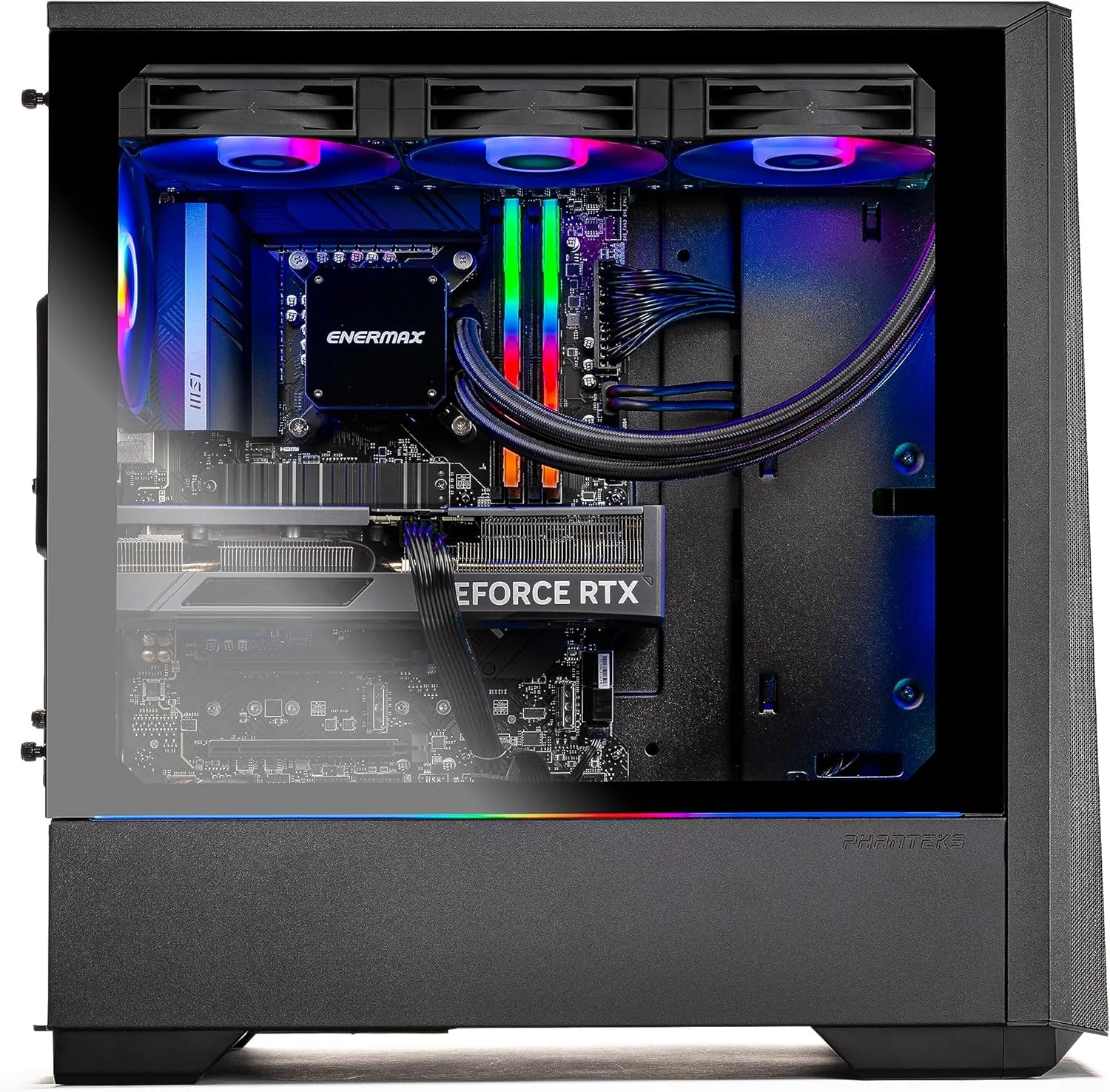 کامپیوتر گیمینگ دسکتاپ Skytech Gaming Eclipse Lite – AMD Ryzen 7 7800X3D 4.2 GHz, NVIDIA RTX 4070 Ti, 1TB NVME Gen4 SSD, 32GB DDR5 RAM RGB, منبع تغذیه 850W Gold، خنک کننده مایع 360mm AIO، وای فای 11AC، ویندوز 11 Home 64-bit