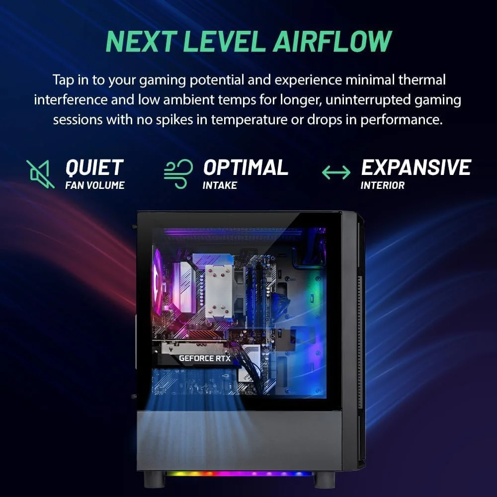 کامپیوتر گیمینگ Skytech Shadow، رایزن 5 7600X 4.7 گیگاهرتز (5.3 گیگاهرتز توربو بوست)، NVIDIA RTX 4060 8GB GDDR6X، 1 ترابایت SSD، رم 16 گیگابایت DDR5 5200، پاور 650W Gold، وای فای، ویندوز 11 هوم