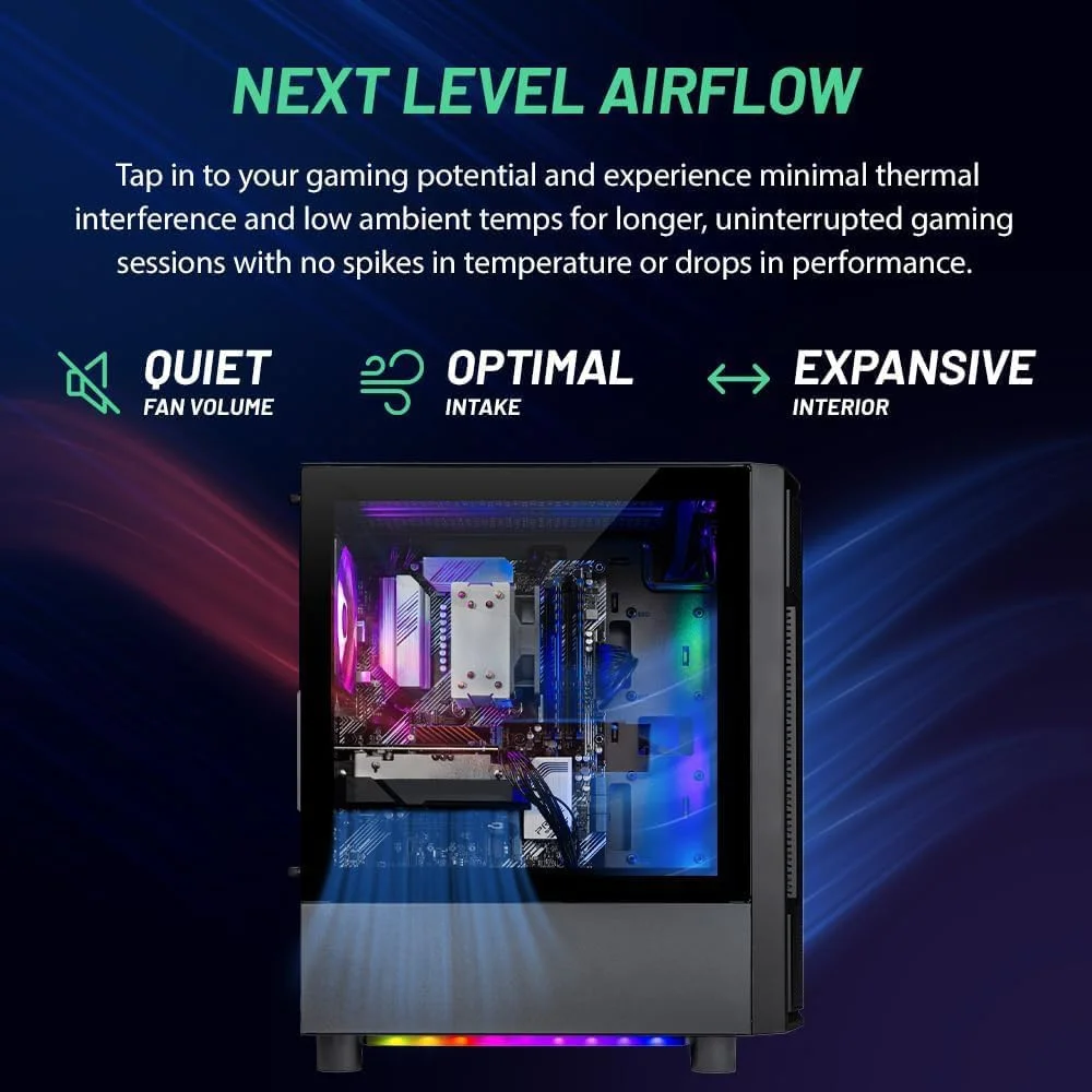 کامپیوتر رومیزی گیمینگ Skytech Shadow، پردازنده Intel i5 13400F 2.5 گیگاهرتز (تقویت توربو 4.6 گیگاهرتز)، کارت گرافیک Intel ARC B580 12GB GDDR6، حافظه SSD NVMe 1 ترابایتی، رم 16 گیگابایتی DDR5 6000، منبع تغذیه 650W Gold، Wi-Fi، ویندوز 11