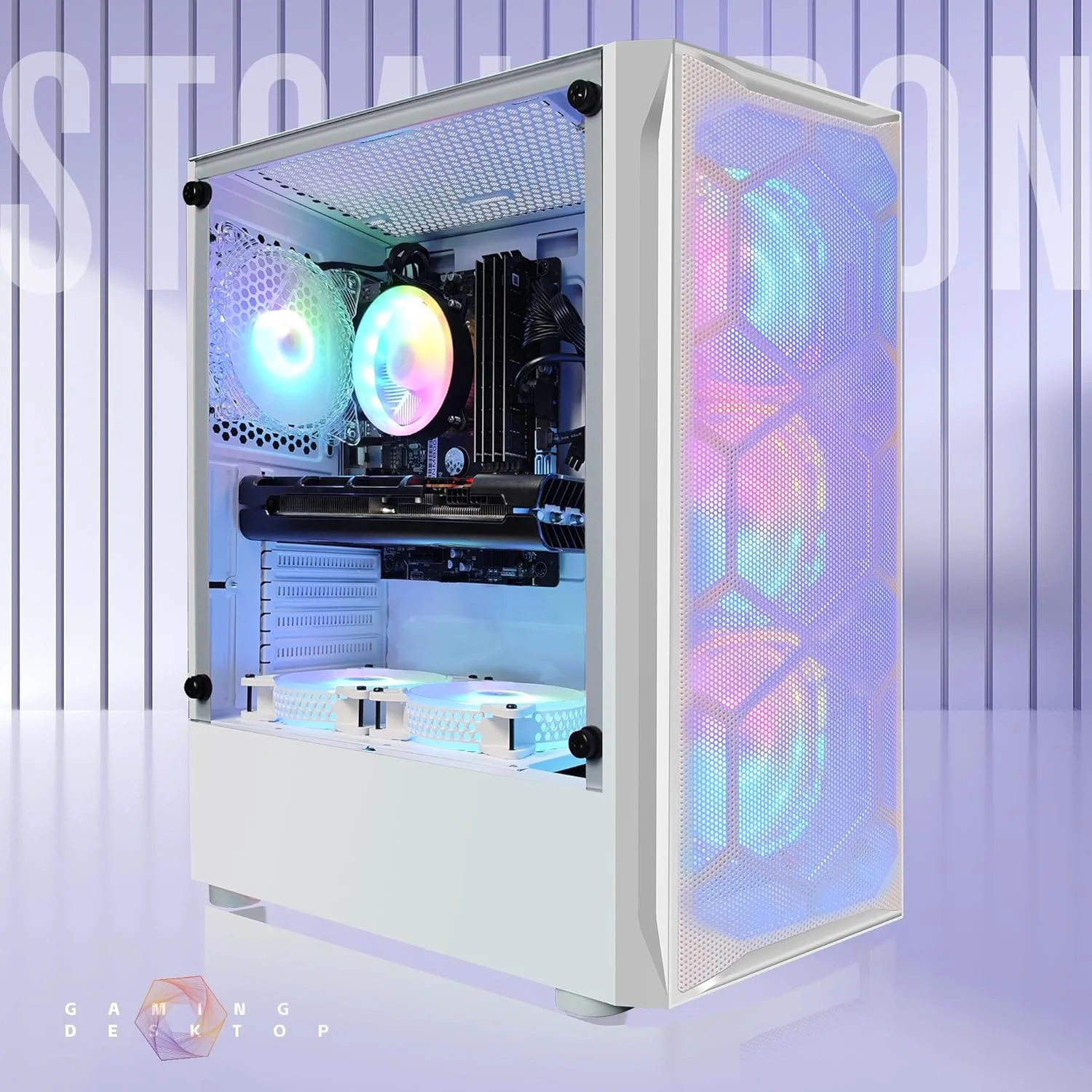 کامپیوتر رومیزی گیمینگ STGAubron، پردازنده Intel Core i7 3.4G تا 3.9G، رم 32G، حافظه SSD 1T، کارت گرافیک Radeon RX 5700 8G GDDR6، وای فای 600M، بلوتوث 5.0، فن RGB x 6، به همراه کیبورد، ماوس، پد ماوس و ساندبار بلوتوث، W10H64 کامپیوتر رومیزی گیمینگ STGAubron، پردازنده Intel Core i7 3.4G تا 3.9G، رم 32G، حافظه SSD 1T، کارت گرافیک Radeon RX 5700 8G GDDR6، وای فای 600M، بلوتوث 5.0، فن RGB x 6، به همراه کیبورد، ماوس، پد ماوس و ساندبار بلوتوث، W10H64