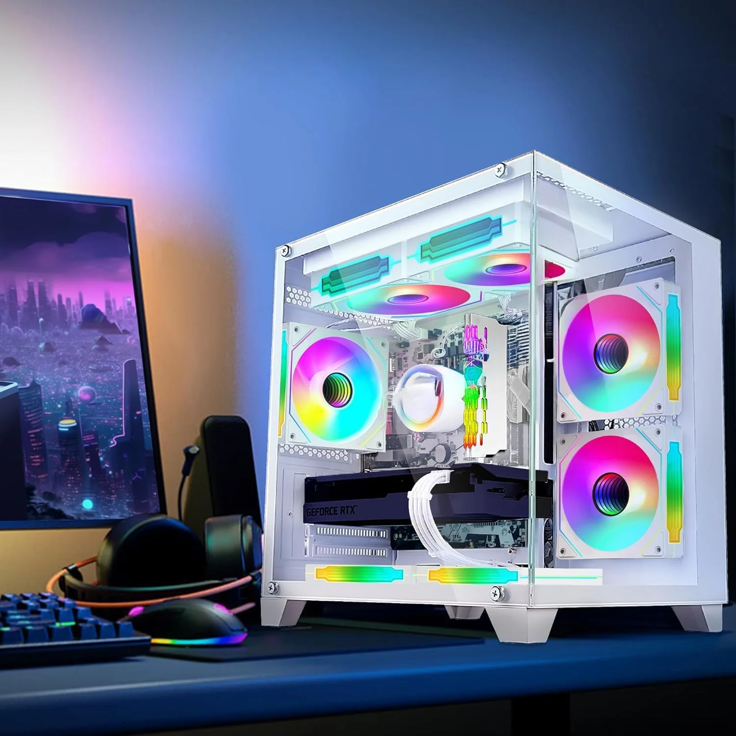 کامپیوتر رومیزی RTX 4060 8G نسل 14th Core I7 14700KF (20 هسته 28 رشته تا 5.6 گیگاهرتز) 32 گیگابایت رم DDR5 NVMe SSD 1 ترابایت، کامپیوتر گیمینگ از پیش ساخته شده سفید (ارتقا یافته) کامپیوتر رومیزی RTX 4060 8G نسل 14th Core I7 14700KF (20 هسته 28 رشته تا 5.6 گیگاهرتز) 32 گیگابایت رم DDR5 NVMe SSD 1 ترابایت، کامپیوتر گیمینگ از پیش ساخته شده سفید (ارتقا یافته)