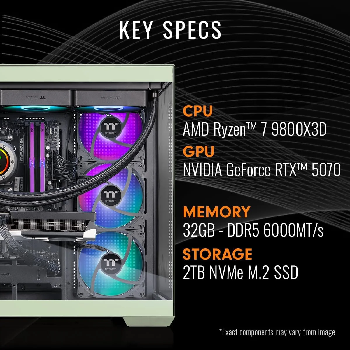 کامپیوتر گیمینگ ترمالتیک LCGS View 9870M-380 (AMD Ryzen™ 7 9800X3D، رم ToughRam 32GB DDR5 6000MT/s RGB، NVIDIA® GeForce RTX™ 5070، 2TB NVMe M.2، WiFi، Windows 11) V38M-B850-570-LCS کامپیوتر گیمینگ ترمالتیک LCGS View 9870M-380 (AMD Ryzen™ 7 9800X3D، رم ToughRam 32GB DDR5 6000MT/s RGB، NVIDIA® GeForce RTX™ 5070، 2TB NVMe M.2، WiFi، Windows 11) V38M-B850-570-LCS