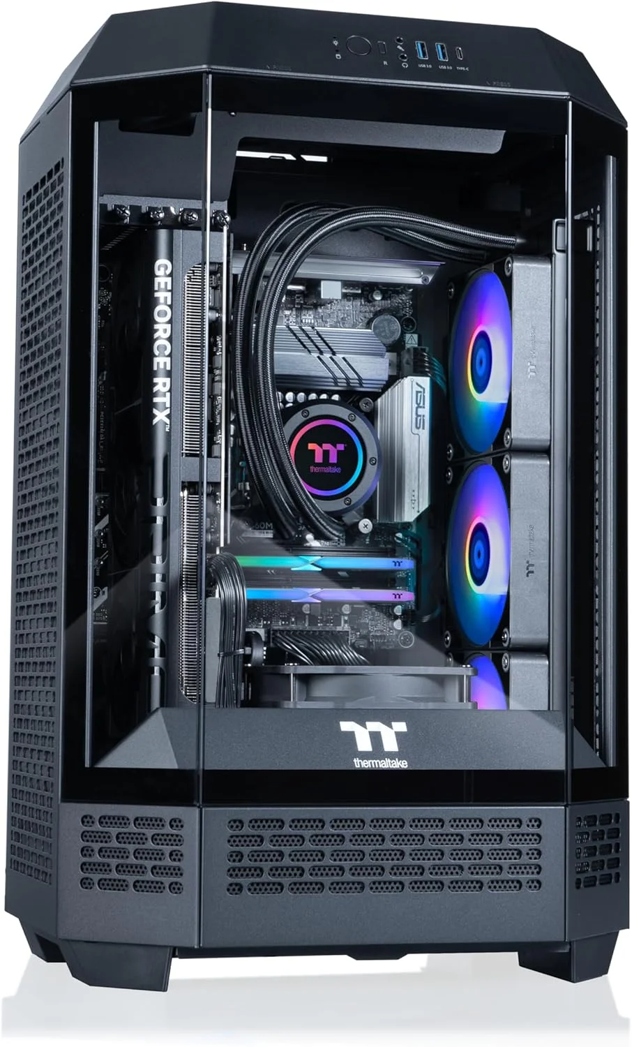 کامپیوتر گیمینگ Thermaltake LCGS Reactor i1470 (پردازنده Intel Core™ i9-14900KF، حافظه رم RGB DDR5 با ظرفیت 32 گیگابایت و سرعت 6000MT/s، کارت گرافیک NVIDIA GeForce® RTX 5070، حافظه NVMe M.2 با ظرفیت 1 ترابایت، WiFi، ویندوز 11) T3BK-B760-570-LCS