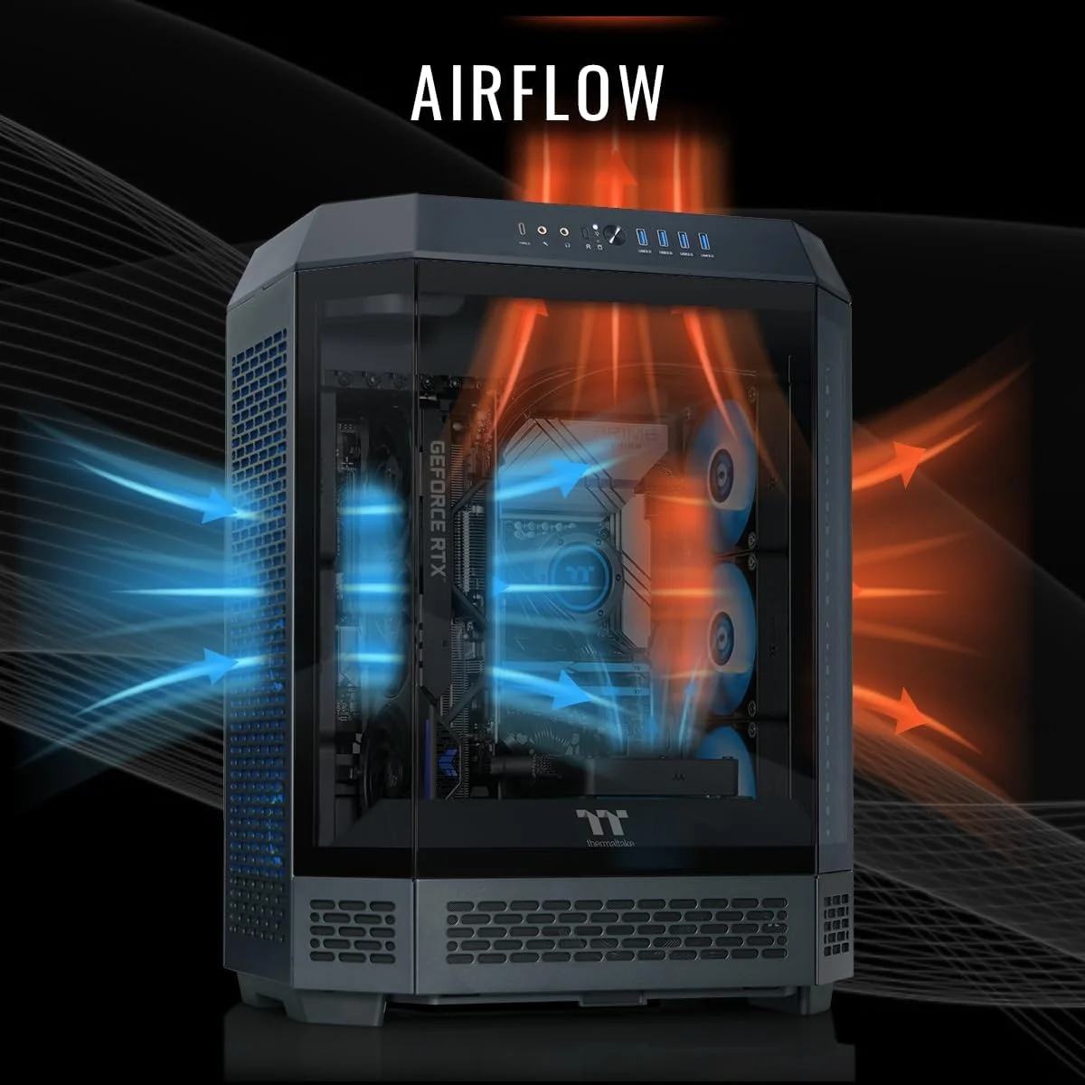 کامپیوتر گیمینگ Thermaltake Reactor 9880 (AMD Ryzen™ 7 9800X3D، رم ToughRam 32GB DDR5 6400MT/s RGB، NVIDIA® GeForce RTX™ 5080، 2TB NVMe M.2، وای فای، ویندوز 11) T6BK-X870-580-LCS