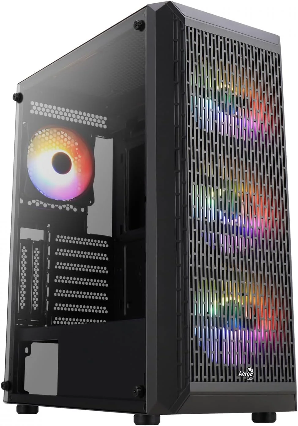 کیس گیمینگ ATX آیروکول مدل BEAMBKV2، دارای 4 فن 12 سانتی متری FRGB، جلو پنجره ای، مشکی