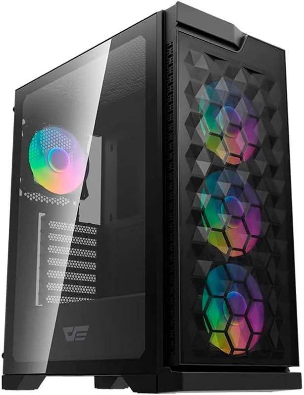 کیس کامپیوتر مشبک Aigo Darkflash DK361 ATX/M-ATX/M-ITX با 4 فن ARGB از پیش نصب شده، USB 3.0، پنل جانبی شیشه حرارت دیده، پشتیبانی از رادیاتور تا 360 میلی‌متر - کیس کامپیوتر گیمینگ
