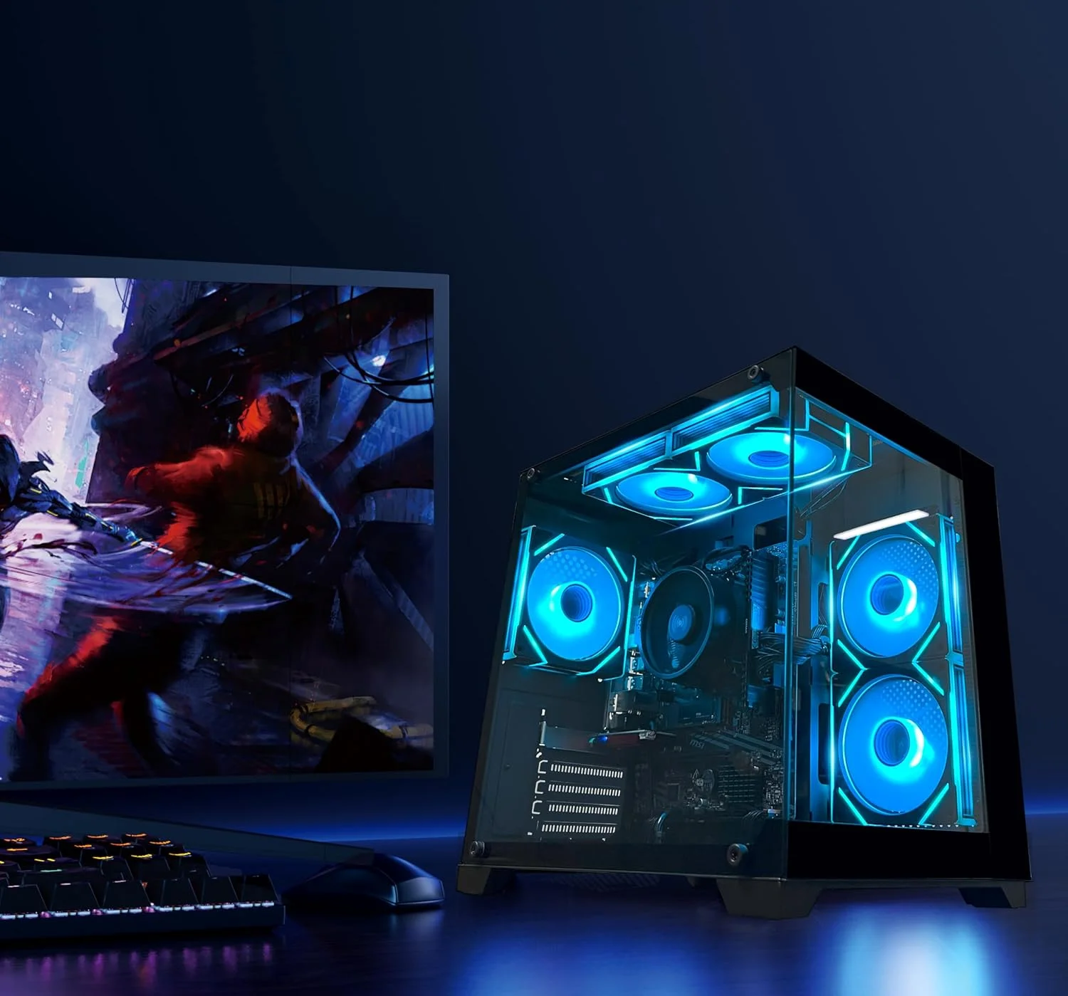 کامپیوتر رومیزی گیمینگ با پردازنده AMD Ryzen 5 5600GT، رم 16 گیگابایتی DDR4 3200MHz، حافظه 1 ترابایتی M.2 NVMe PCle4.0 Gen4، منبع تغذیه 550W 80PLUS، WiFi، مناسب برای طراحی بازی، کاربری اداری، اتاق Sea View، کیس اسمبل شده (مشکی) کامپیوتر رومیزی گیمینگ با پردازنده AMD Ryzen 5 5600GT، رم 16 گیگابایتی DDR4 3200MHz، حافظه 1 ترابایتی M.2 NVMe PCle4.0 Gen4، منبع تغذیه 550W 80PLUS، WiFi، مناسب برای طراحی بازی، کاربری اداری، اتاق Sea View، کیس اسمبل شده (مشکی)