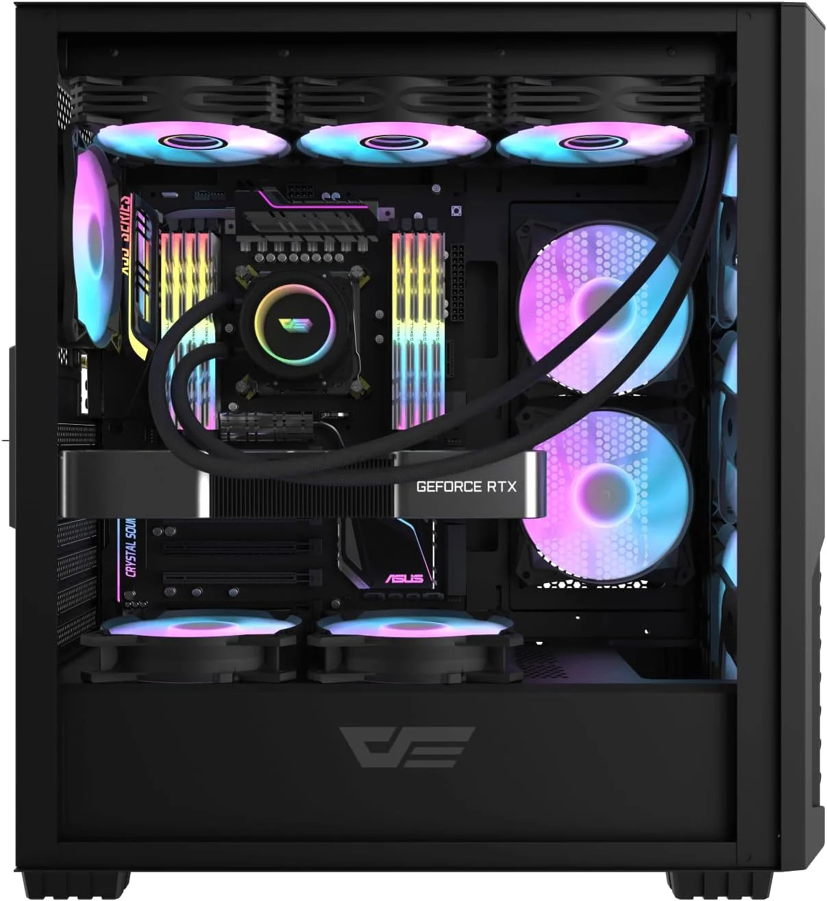 کیس کامپیوتر گیمینگ Aigo darkFlash DF2100 Mesh E-ATX, ITX, M-ATX, ATX، دارای 4 فن ARGB از پیش نصب شده، پنل های شیشه ای حرارت دیده و 9 اسلات PCI برای GPU، سازگار با رادیاتور 360 میلی متری، USB 3.0، کیس کامپیوتر (مشکی) کیس کامپیوتر گیمینگ Aigo darkFlash DF2100 Mesh E-ATX, ITX, M-ATX, ATX، دارای 4 فن ARGB از پیش نصب شده، پنل های شیشه ای حرارت دیده و 9 اسلات PCI برای GPU، سازگار با رادیاتور 360 میلی متری، USB 3.0، کیس کامپیوتر (مشکی)