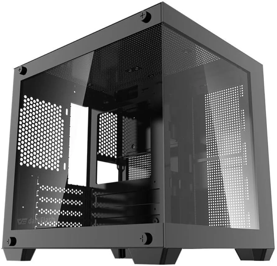 کیس کامپیوتر گیمینگ Aigo Darkflash D275M M-ATX با شیشه حرارت دیده، دارای 3 فن ARGB از پیش نصب شده، طراحی نمای پانورامیک 270 درجه، پشتیبانی از رادیاتور تا 240 میلی متر، USB 3.0، 5 اسلات توسعه (مشکی)