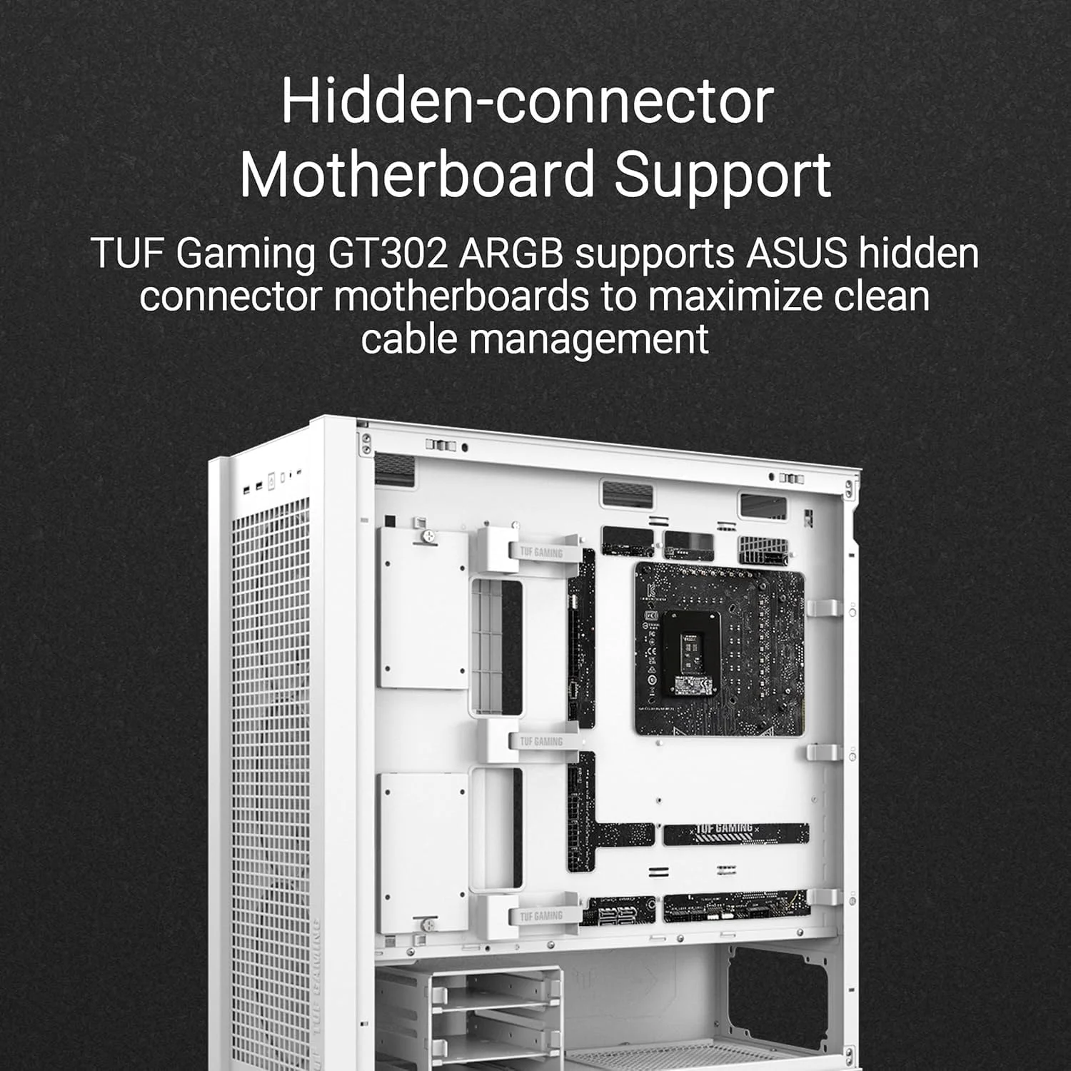 کیس کامپیوتر ASUS TUF Gaming GT302 Mid-Tower – مشکی با شیشه حرارت دیده و فن های ARGB، سازگار با ATX/Micro-ATX/Mini-ITX