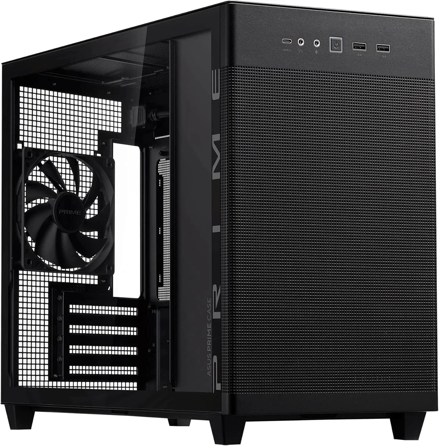 کیس کامپیوتر ASUS Prime AP201 Mid-Tower – شیشه حرارت دیده، مشکی، سازگار با ATX/Micro-ATX/Mini-ITX