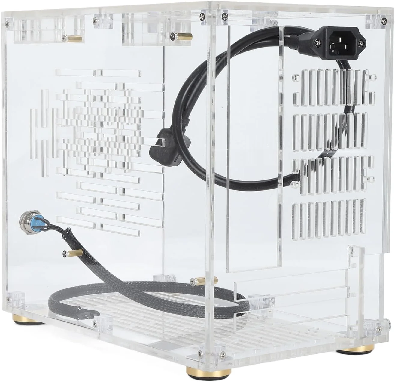 کیس کامپیوتر Mini ITX، پنل مشبک اکریلیک 170x170 میلی‌متری، کیس شفاف باز 360 درجه ITX برای مادربرد Mini ITX برای خنک‌کننده شاسی کامپیوتر رومیزی DIY