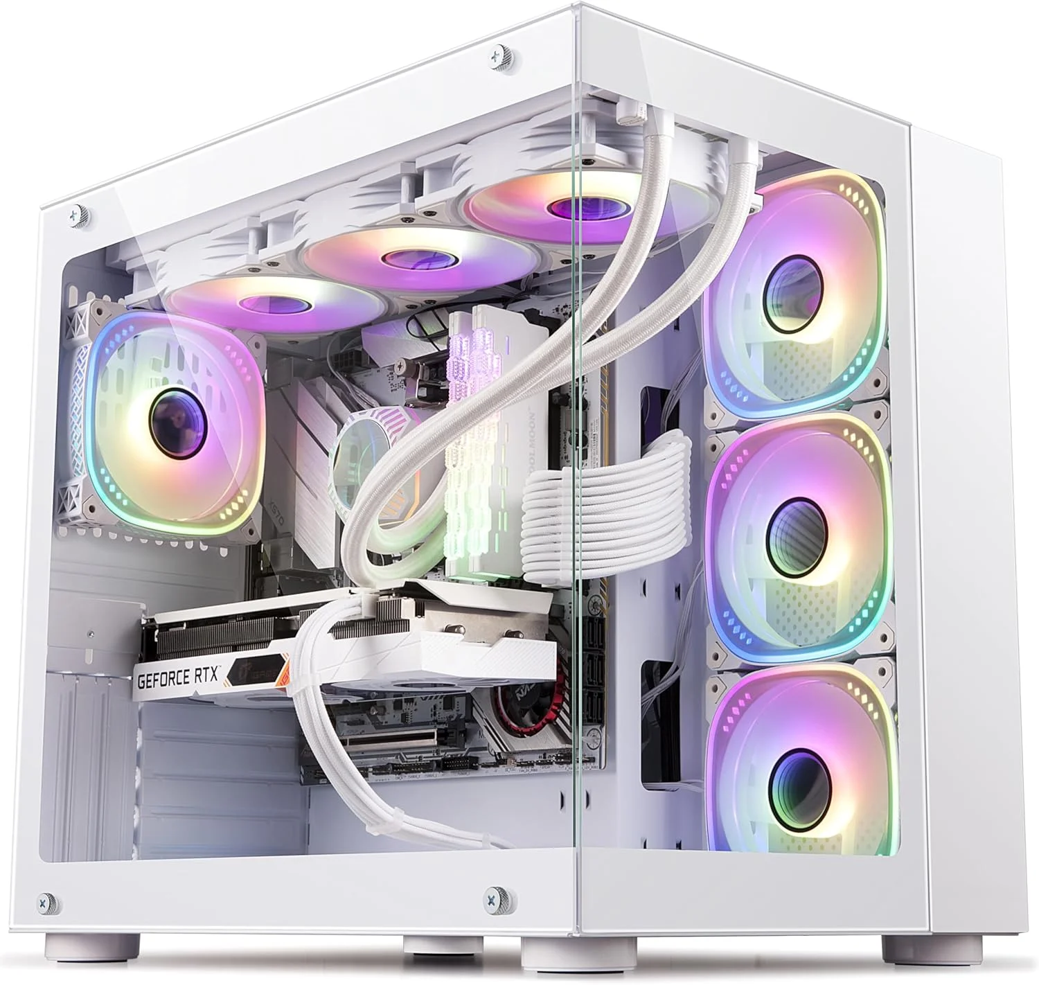 کیس کامپیوتر گیمینگ iONZ KZ-ZE/W، ATX Mid Tower، سری Dynamic Extended با دو محفظه، شیشه حرارت دیده، شامل 4 فن ARGB PWM - سفید کیس کامپیوتر گیمینگ iONZ KZ-ZE/W، ATX Mid Tower، سری Dynamic Extended با دو محفظه، شیشه حرارت دیده، شامل 4 فن ARGB PWM - سفید