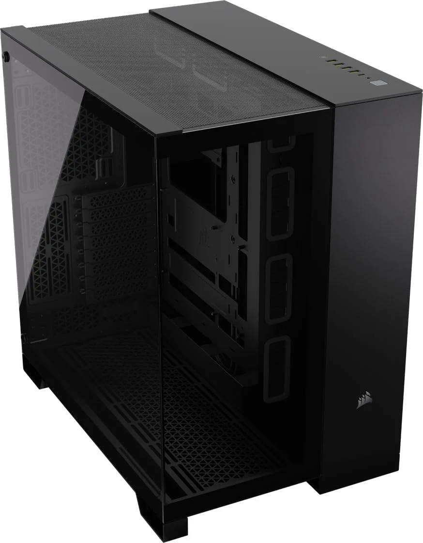 کیس کامپیوتر CORSAIR 6500X شیشه حرارت دیده Mid-Tower ATX – بدون فن – طراحی دو محفظه – انعطاف پذیری گسترده خنک کننده – سازگار با مادربرد اتصال معکوس – مشکی کیس کامپیوتر CORSAIR 6500X شیشه حرارت دیده Mid-Tower ATX – بدون فن – طراحی دو محفظه – انعطاف پذیری گسترده خنک کننده – سازگار با مادربرد اتصال معکوس – مشکی
