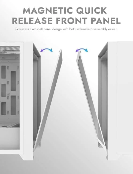 کیس کامپیوتر گیمینگ Darkflash DRX90 با شیشه حرارت دیده جداشدنی مغناطیسی، مناسب مادربردهای ATX/M-ATX/Mini-ITX، دارای 4 فن 120 میلی‌متری ARGB از پیش نصب شده، پشتیبانی از رادیاتور 360 میلی‌متری، USB 3.0 و 7 اسلات PCI (سفید)