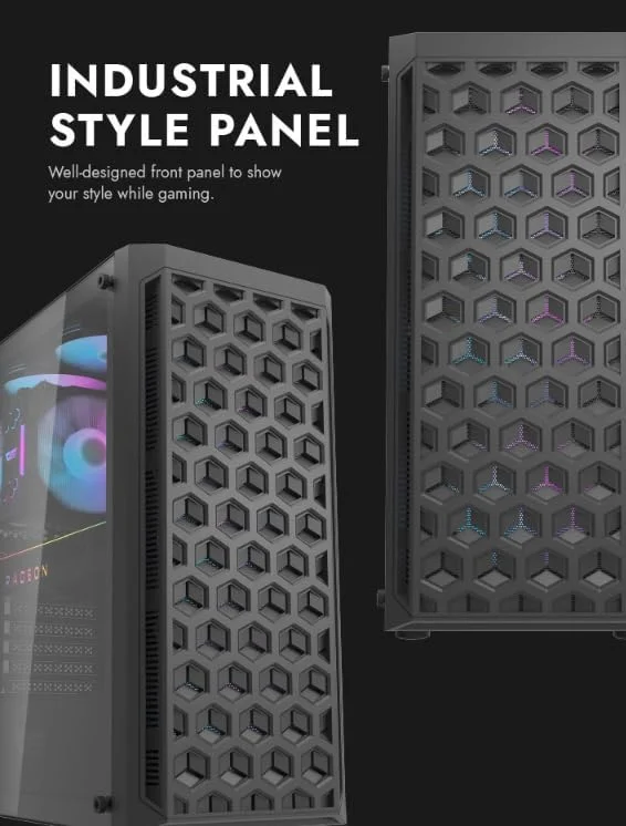 کیس کامپیوتر گیمینگ Darkflash DK350 شیشه حرارت دیده ATX, M-ATX, Mini ITX با 4 فن ARGB از پیش نصب شده، USB3.0، پنل جلویی با طرح شش ضلعی، دارای فیلتر گرد و غبار، کیس گیمینگ
