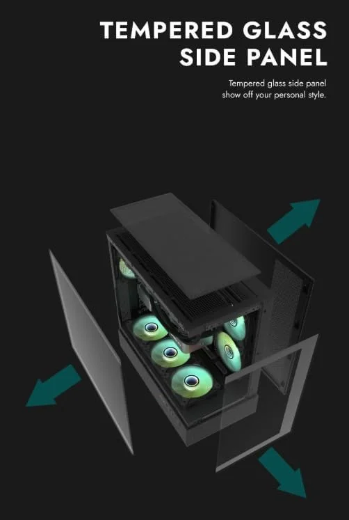 کیس کامپیوتر گیمینگ Darkflash DPX90 ATX/M-ATX/M-ITX با 3 فن ARGB، طراحی پانورامای 270 درجه بدون ستون، پنل های شیشه ای حرارت دیده، پشتیبانی از رادیاتورهای 360 میلی متری، دارای پورت USB Type-C (مشکی)