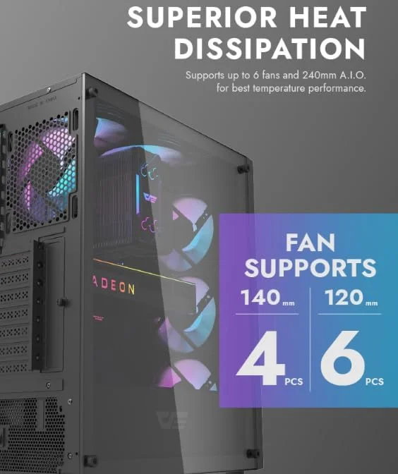 کیس کامپیوتر گیمینگ Darkflash DK350 شیشه حرارت دیده ATX, M-ATX, Mini ITX با 4 فن ARGB از پیش نصب شده، USB3.0، پنل جلویی با طرح شش ضلعی، دارای فیلتر گرد و غبار، کیس گیمینگ