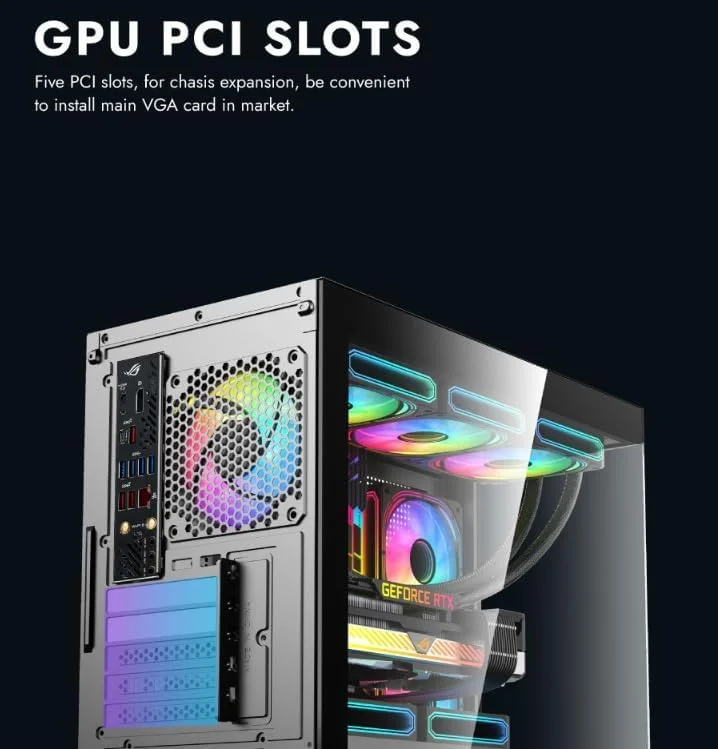 کیس کامپیوتر گیمینگ DarkFlash C218M M-ATX/ITX به همراه منبع تغذیه 650W 80+ Bronze و 3 فن ARGB، شیشه پانورامای 270 درجه، پشتیبانی از رادیاتور 360 میلی‌متری، فضای کارت گرافیک 425 میلی‌متری، کیس کامپیوتر USB3.0 (مشکی)