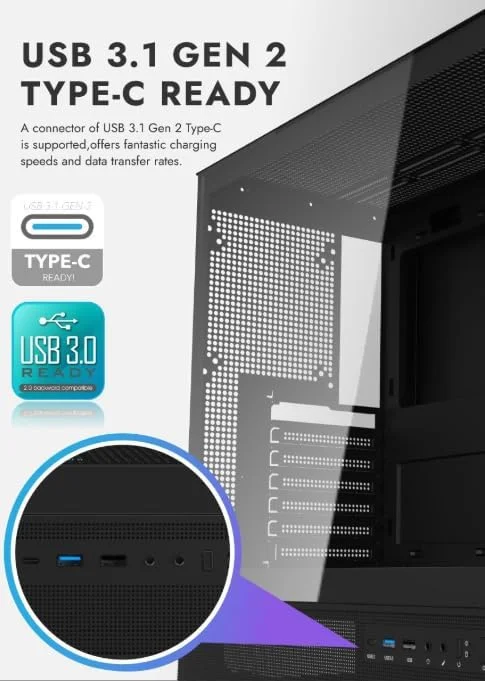 کیس کامپیوتر گیمینگ Darkflash DPX90 ATX/M-ATX/M-ITX با 3 فن ARGB، طراحی پانورامای 270 درجه بدون ستون، پنل های شیشه ای حرارت دیده، پشتیبانی از رادیاتورهای 360 میلی متری، دارای پورت USB Type-C (مشکی)