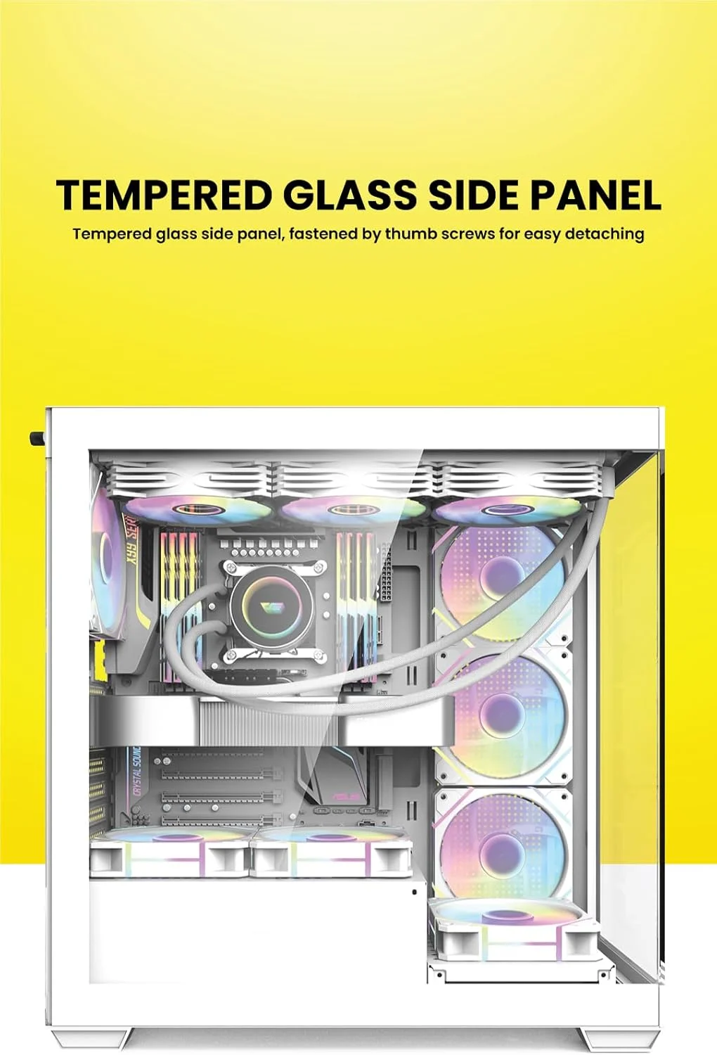 کیس کامپیوتر گیمینگ darkFlash DS900 ATX M-ATX ITX با 7 فن ARGB از پیش نصب شده، پنل های شیشه ای حرارت دیده، پورت Type-C، بدنه کامپیوتر 0.5 SPCC