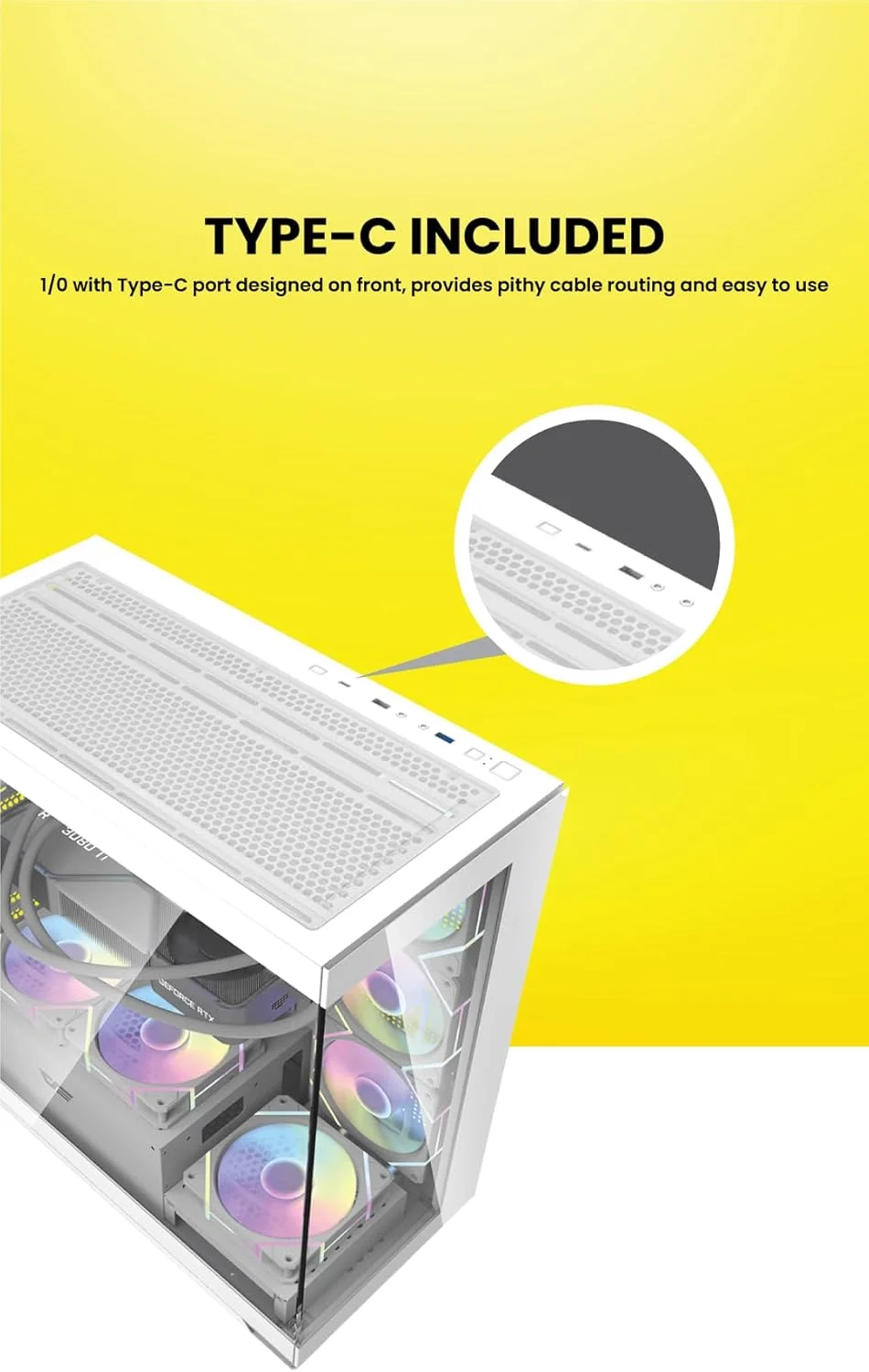 کیس کامپیوتر گیمینگ darkFlash DS900 ATX M-ATX ITX با 7 فن ARGB از پیش نصب شده، پنل های شیشه ای حرارت دیده، پورت Type-C، بدنه کامپیوتر 0.5 SPCC