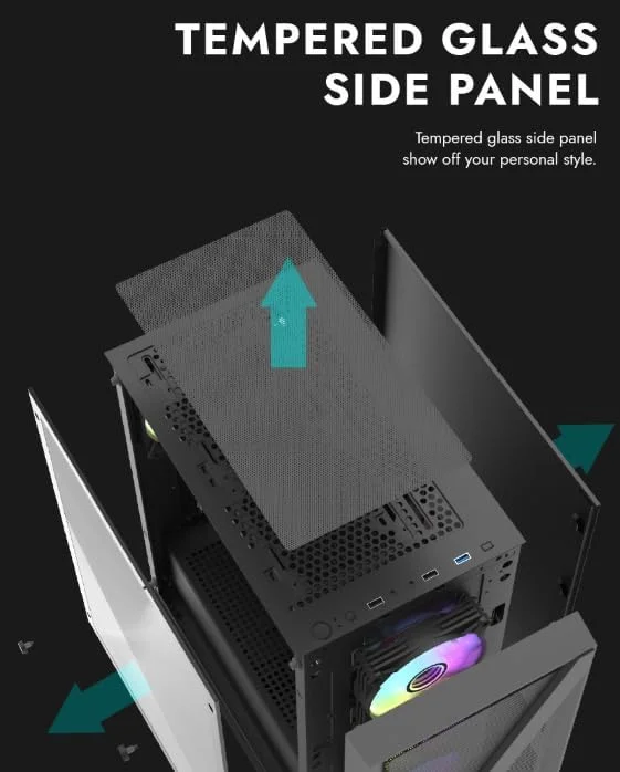 کیس کامپیوتر گیمینگ DarkFlash DK260 Air شیشه حرارت دیده ATX/M-ATX/ITX با 4 فن 120 میلیمتری ARGB، پشتیبانی از رادیاتور 360 میلیمتری، پشتیبانی از 8 فن 120 میلیمتری، 3 اسلات SSD، 7 اسلات PCI-E کیس کامپیوتر گیمینگ DarkFlash DK260 Air شیشه حرارت دیده ATX/M-ATX/ITX با 4 فن 120 میلیمتری ARGB، پشتیبانی از رادیاتور 360 میلیمتری، پشتیبانی از 8 فن 120 میلیمتری، 3 اسلات SSD، 7 اسلات PCI-E