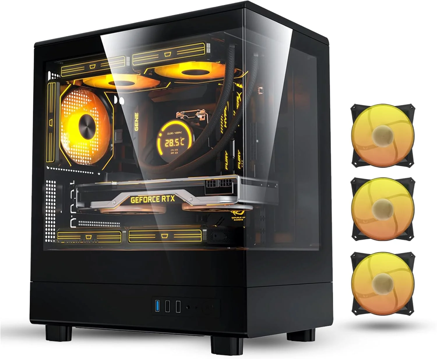 کیس کامپیوتر گیمینگ Darkflash DB330M شیشه حرارت دیده M-ATX/ITX با فن های ARGB از پیش نصب شده 3 * 120 میلی متری، طراحی پانورامای 270 درجه، پشتیبانی از رادیاتور تا 240 میلی متر، USB 3.0، 2 * اسلات SSD (مشکی)