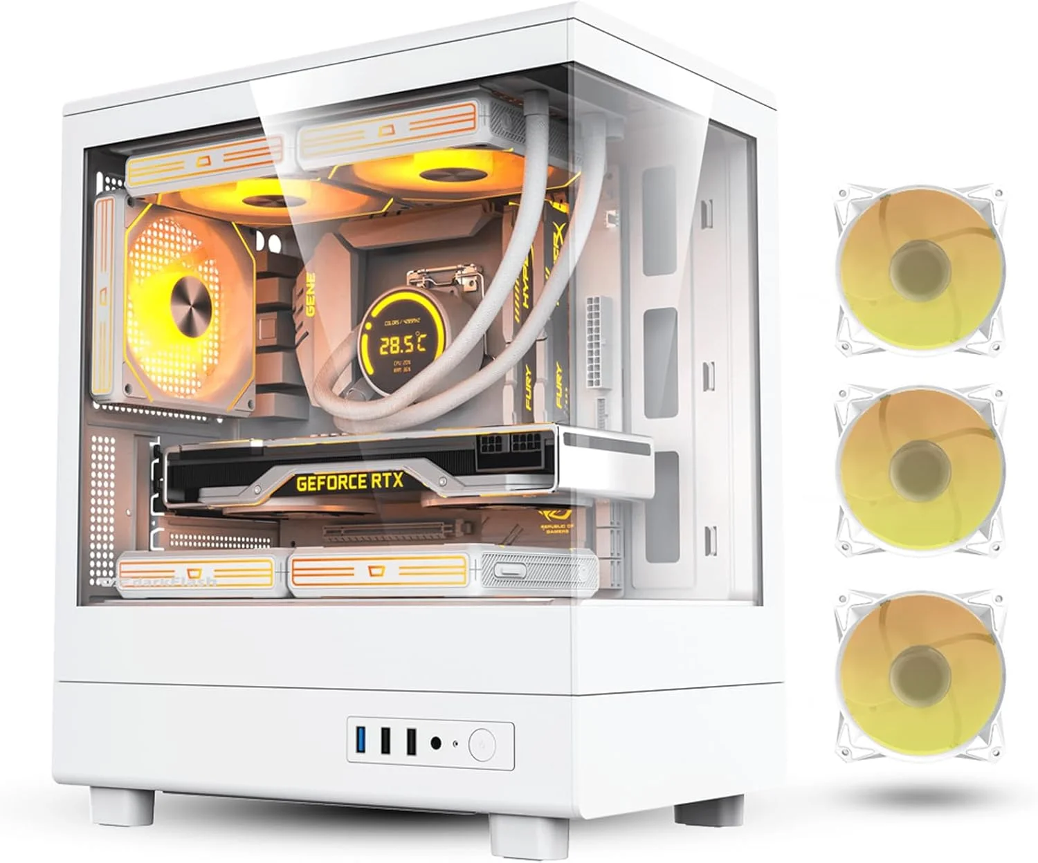 کیس کامپیوتر گیمینگ Darkflash DB330M شیشه حرارت دیده M-ATX/ITX با فن های ARGB از پیش نصب شده 3 * 120 میلی متری، طراحی پانورامای 270 درجه، پشتیبانی از رادیاتور تا 240 میلی متر، USB 3.0، 2 * اسلات SSD (سفید)