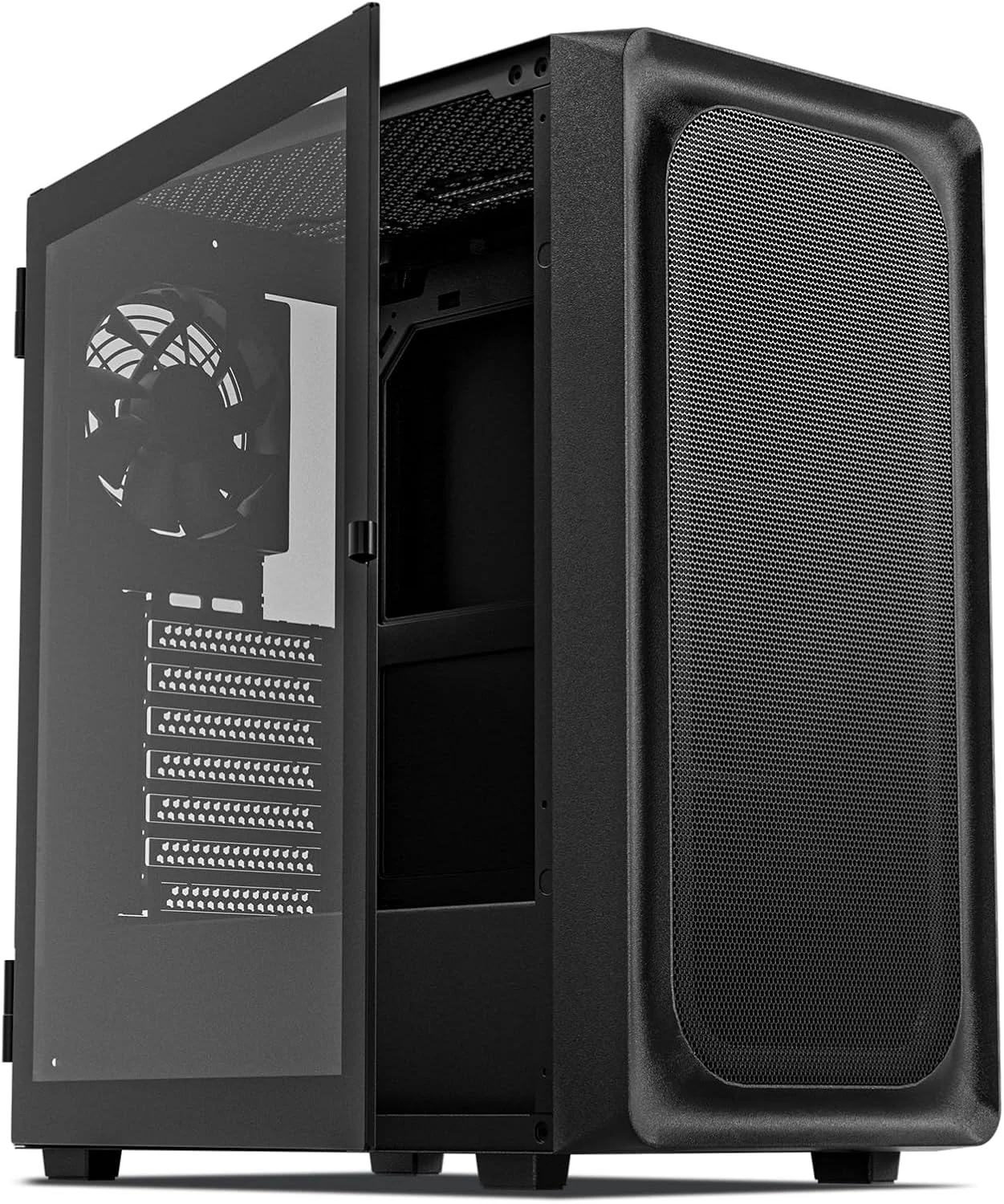 کیس کامپیوتر مید تاور DARKROCK EC2 مشکی ATX، آماده برای Type-C، پشتیبانی از کارت گرافیک سری 50، پنل جانبی شیشه حرارت دیده، پشتیبانی از 8 فن خنک کننده 120 میلی متری و 1 رادیاتور 360 میلی متری، 1 فن از پیش نصب شده