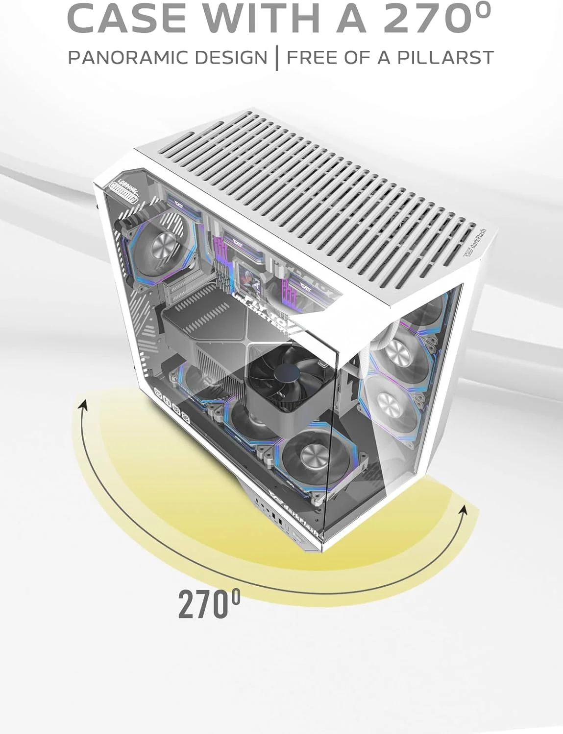کیس کامپیوتر گیمینگ Darkflash DY470 ATX/MATX/ITX با سه پنل شیشه ای، 4 فن 120 میلی متری ARGB و نگهدارنده کارت گرافیک، طراحی سه شیشه ای، پشتیبانی از رادیاتورهای 360 میلی متری، USB Type-C، سازگار با 10 فن 120 میلی متری (سفید) کیس کامپیوتر گیمینگ Darkflash DY470 ATX/MATX/ITX با سه پنل شیشه ای، 4 فن 120 میلی متری ARGB و نگهدارنده کارت گرافیک، طراحی سه شیشه ای، پشتیبانی از رادیاتورهای 360 میلی متری، USB Type-C، سازگار با 10 فن 120 میلی متری (سفید)