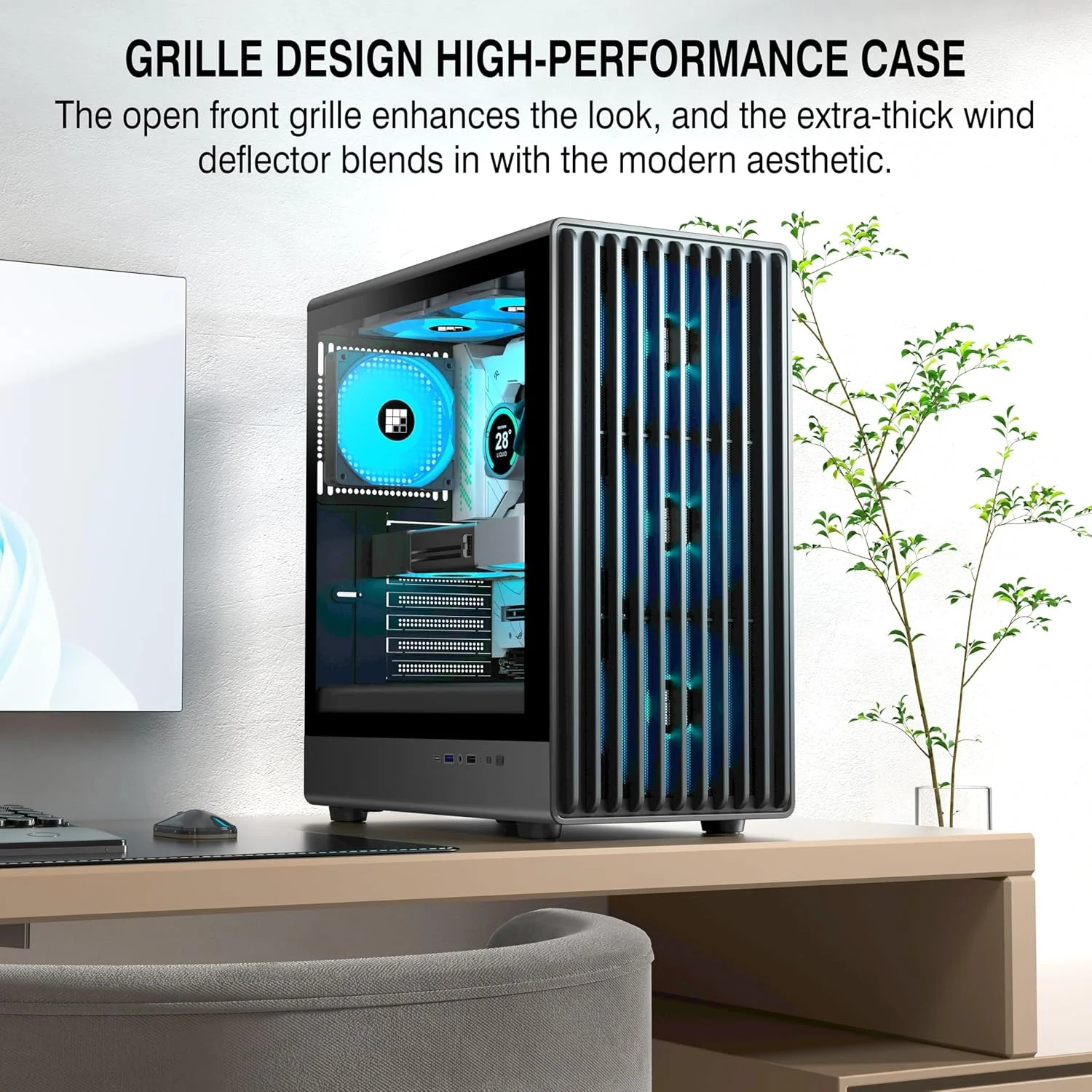 کیس کامپیوتر FOIFKIN K6 - دارای 6 فن PWM ARGB از پیش نصب شده (3 عدد 140 میلی متری و 3 عدد 120 میلی متری)، کیس کامپیوتر گیمینگ ATX Mid-Tower، با Type-C، مشکی (مشکی، K6)