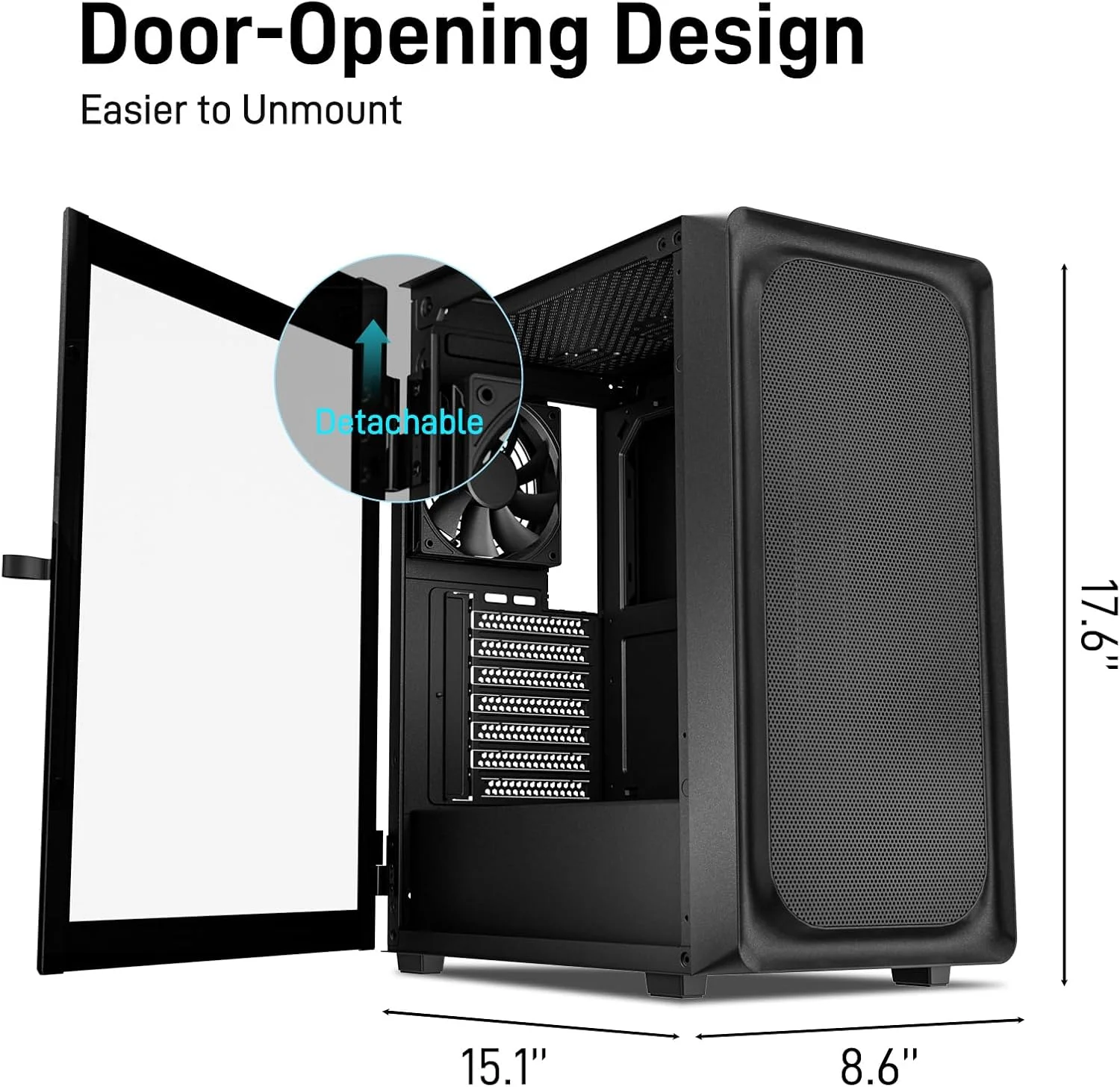 کیس کامپیوتر مید تاور DARKROCK EC2 مشکی ATX، آماده برای Type-C، پشتیبانی از کارت گرافیک سری 50، پنل جانبی شیشه حرارت دیده، پشتیبانی از 8 فن خنک کننده 120 میلی متری و 1 رادیاتور 360 میلی متری، 1 فن از پیش نصب شده