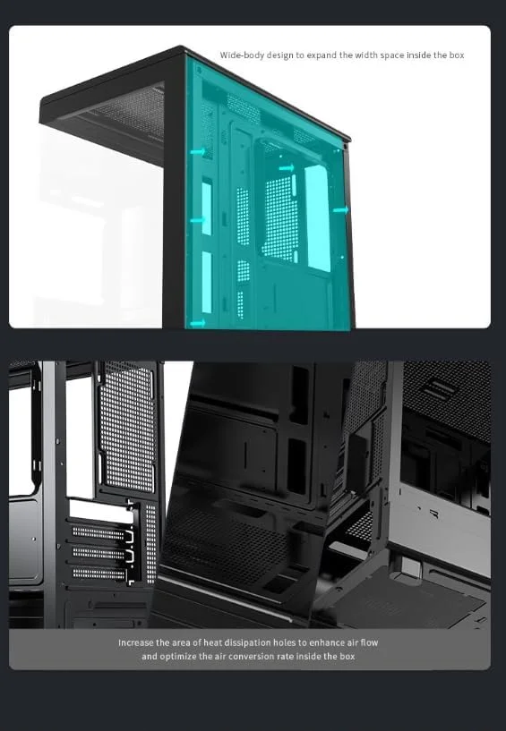 کیس کامپیوتر گیمینگ Darkflash DB330M شیشه حرارت دیده M-ATX/ITX با فن های ARGB از پیش نصب شده 3 * 120 میلی متری، طراحی پانورامای 270 درجه، پشتیبانی از رادیاتور تا 240 میلی متر، USB 3.0، 2 * اسلات SSD (مشکی)