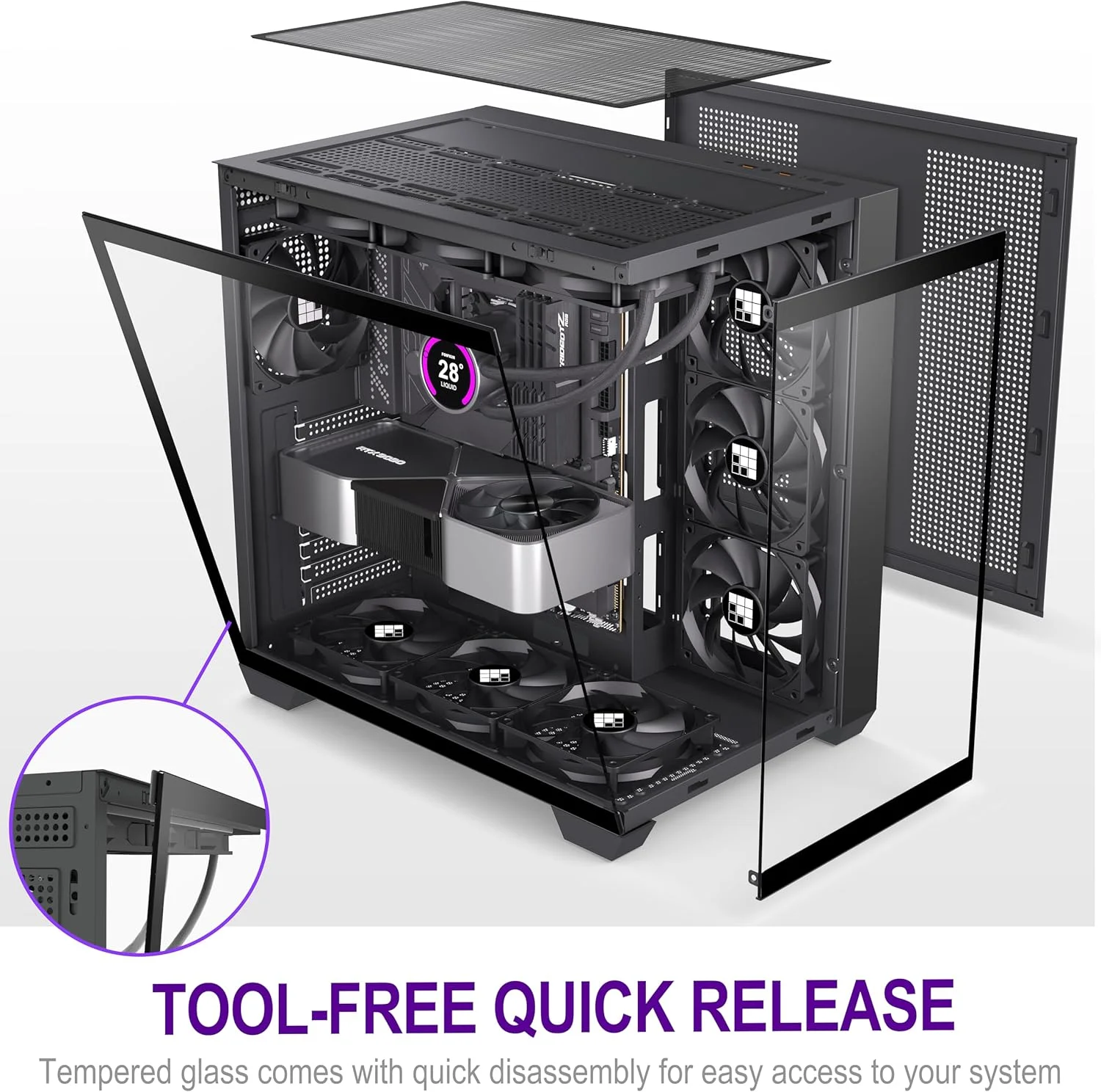 کیس کامپیوتر FOIFKIN - دارای 3 فن PWM از پیش نصب شده بدون RGB، کیس ATX Mid-Tower گیمینگ، شیشه پانورامیک 270 درجه با Type-C، مدل F300 مشکی کیس کامپیوتر FOIFKIN - دارای 3 فن PWM از پیش نصب شده بدون RGB، کیس ATX Mid-Tower گیمینگ، شیشه پانورامیک 270 درجه با Type-C، مدل F300 مشکی