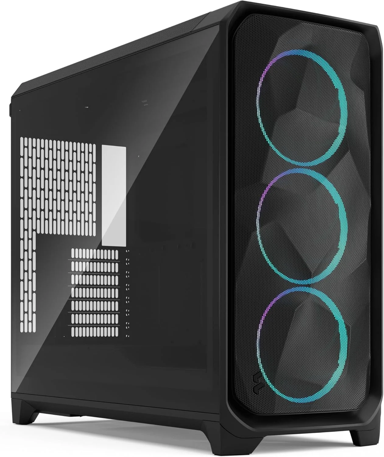 کیس کامپیوتر Fractal Design Meshify 3 XL Black RGB با شیشه حرارت دیده و رنگ روشن - کیس گیمینگ PC با جریان هوای بالا - پنل جلویی مشبک - دارای سه فن ARGB Momentum 14 Gen 2 - فضای داخلی بزرگ - پشتیبانی از کارت گرافیک تا 512 میلی‌متر