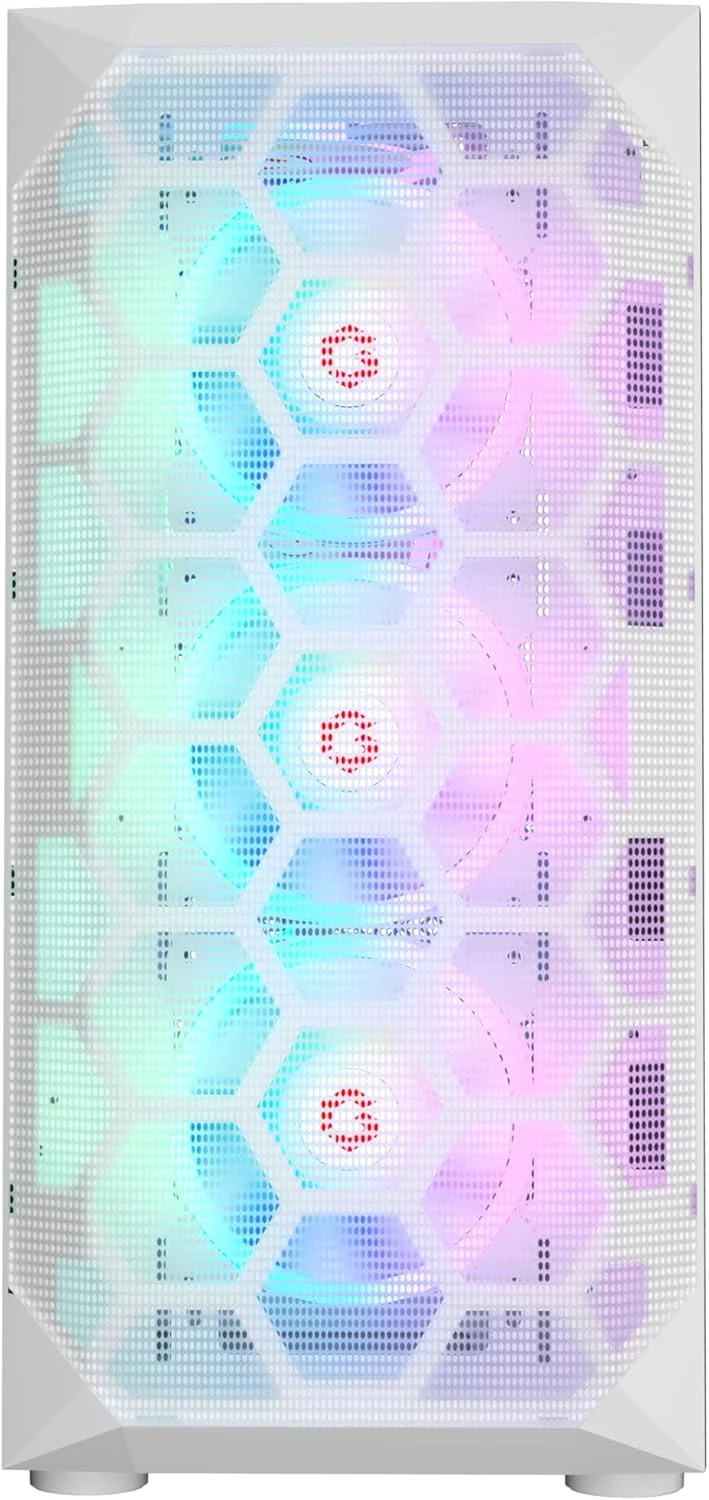 کیس گیمینگ مید تاور GAMEON Emperor Arctic I Series، نورپردازی 120mm ARGB+PWM، شیشه حرارت دیده، فن های خنک کننده RGB از پیش نصب شده، فیلترهای گرد و غبار، سازگاری گسترده با مادربرد، سفید