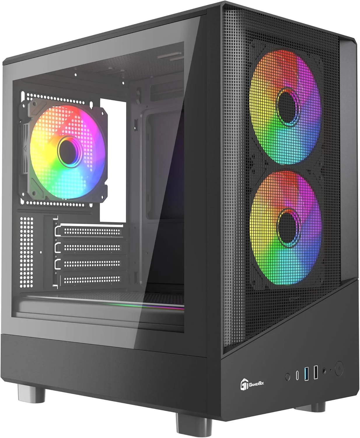 کیس مید تاور Micro ATX آیون – پنل جلویی مشبک با جریان هوای بالا، 3 فن ARGB، پشتیبانی از USB Type-C – مشکی