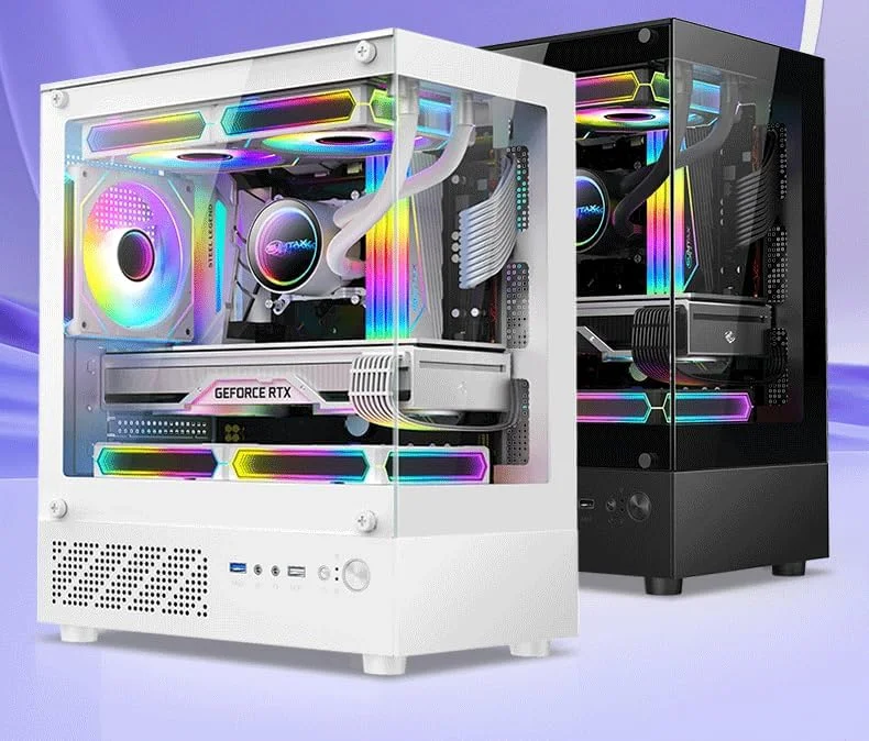 کیس کامپیوتر گیمینگ M-ITX/ATX با طراحی پانورامیک 270 درجه، دارای 3 فن رنگی 120 میلی‌متری از پیش نصب شده، پشتیبانی از هیت سینک تا 160 میلی‌متر، دارای پورت USB 2.0 * 1 و USB 3.0 * 1، اسلات SSD * 1 و HDD * 1