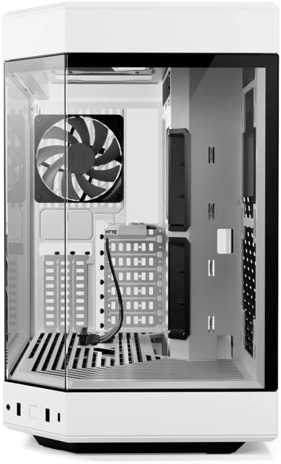 کیس کامپیوتر گیمینگ HYTE Y60 با طراحی مدرن و محفظه دوگانه، شیشه حرارت دیده پانوراما، Mid-Tower ATX، شامل کابل افزایش دهنده PCIE 4.0، سفید برفی (CS-HYTE-Y60-WW)