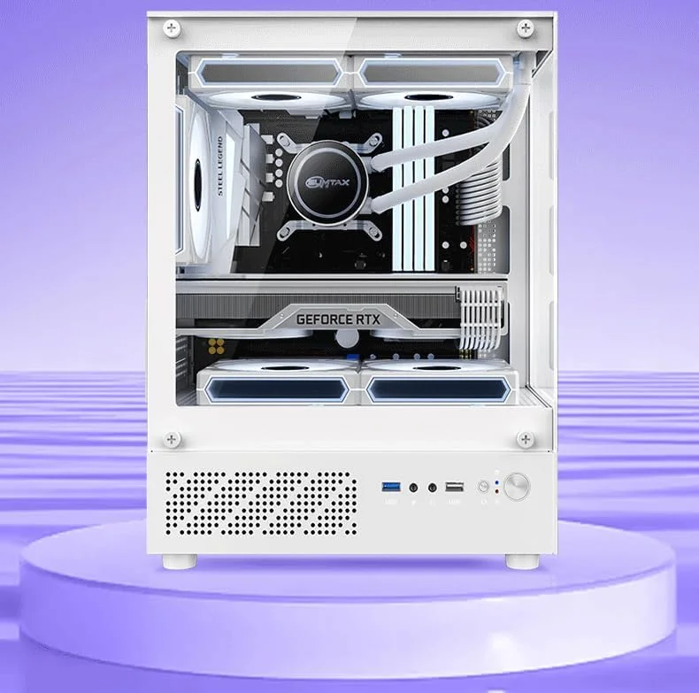 کیس کامپیوتر گیمینگ M-ITX/ATX با طراحی پانورامیک 270 درجه، دارای 3 فن رنگی 120 میلی‌متری از پیش نصب شده، پشتیبانی از هیت سینک تا 160 میلی‌متر، دارای پورت USB 2.0 * 1 و USB 3.0 * 1، اسلات SSD * 1 و HDD * 1