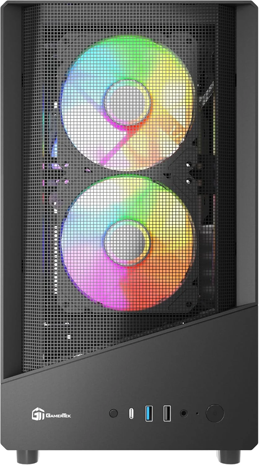 کیس مید تاور Micro ATX آیون – پنل جلویی مشبک با جریان هوای بالا، 3 فن ARGB، پشتیبانی از USB Type-C – مشکی