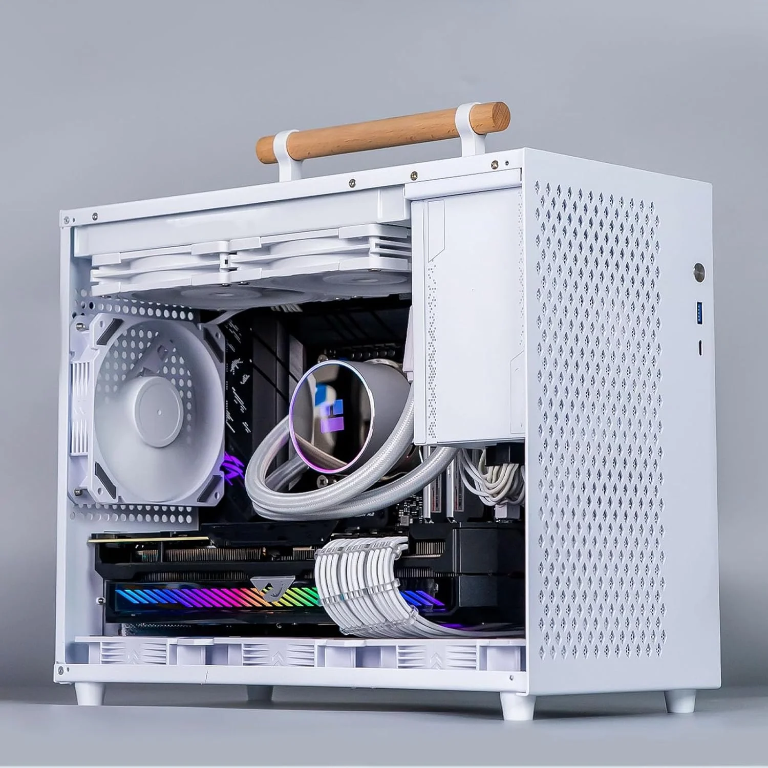 کیس کامپیوتر گیمینگ Jiawu MATX، کیس Micro ATX با حجم 20.6 لیتر، دارای رابط USB 3.0 Type C و پنل مشبک جانبی، کیس Mini ITX برای کامپیوتر گیمینگ، جریان هوای تهویه شده