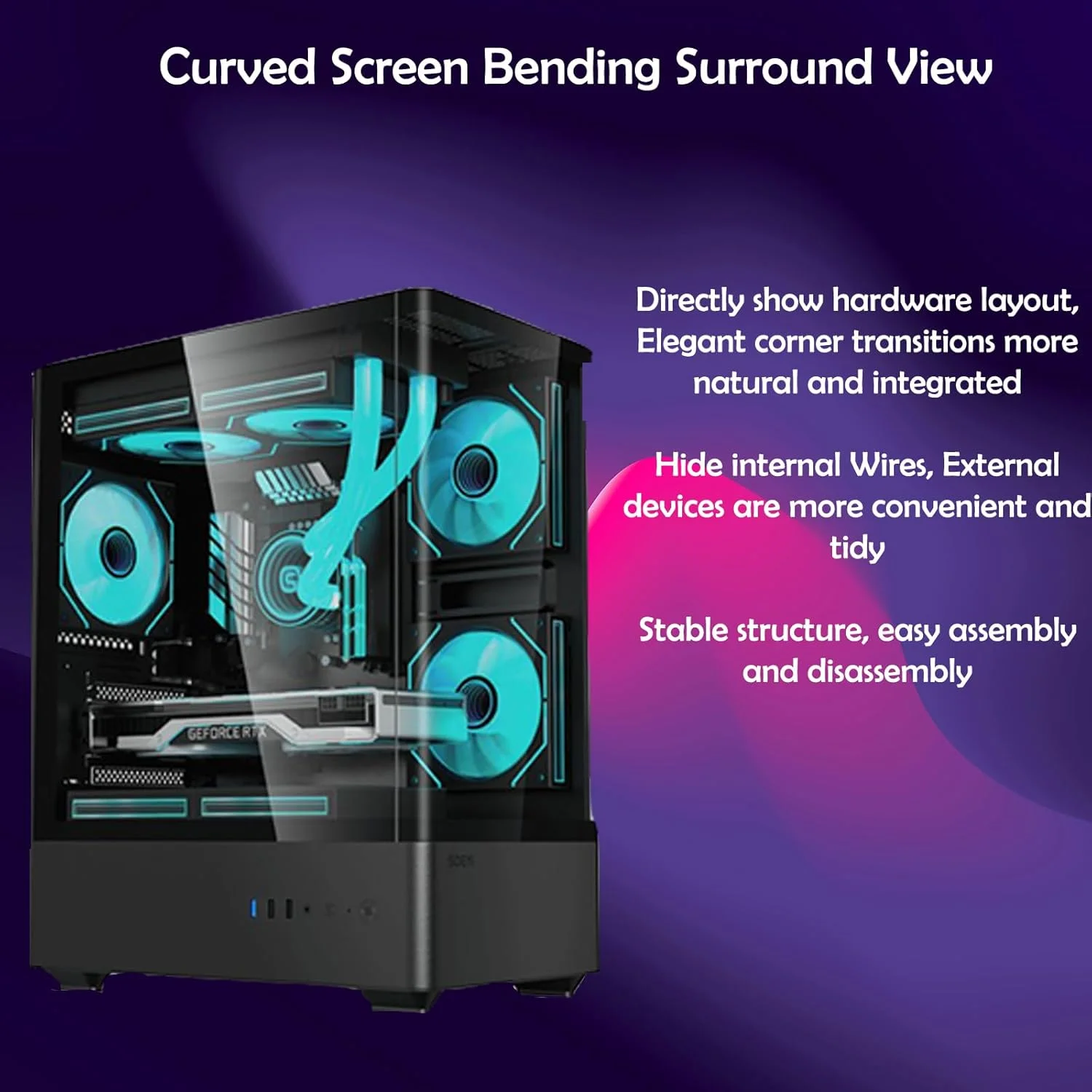 کیس کامپیوتر گیمینگ iONZ - مینی تاور M/ATX با 3 فن ARGB PWM - مدل KZ19 Spin V3 Shadow - سفید